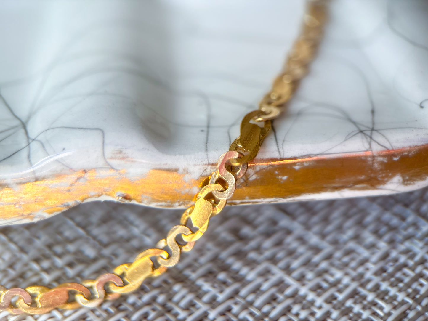 Vintage Infinity Chain 18k Yellow Gold 24 Inch Necklace