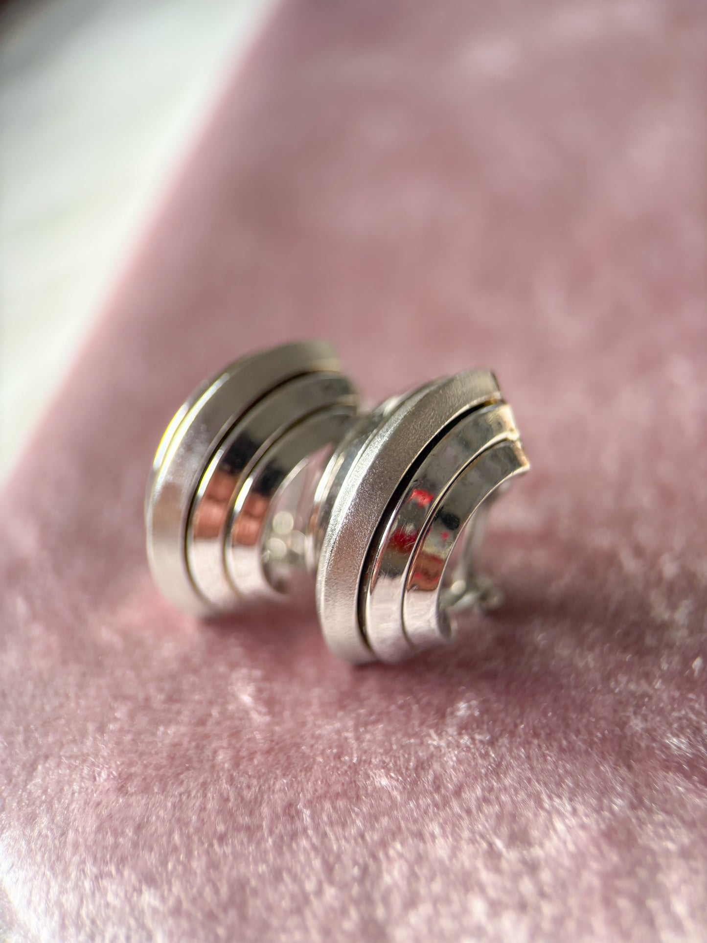 Vintage Chunky 14k White Gold Half Hoop Earrings