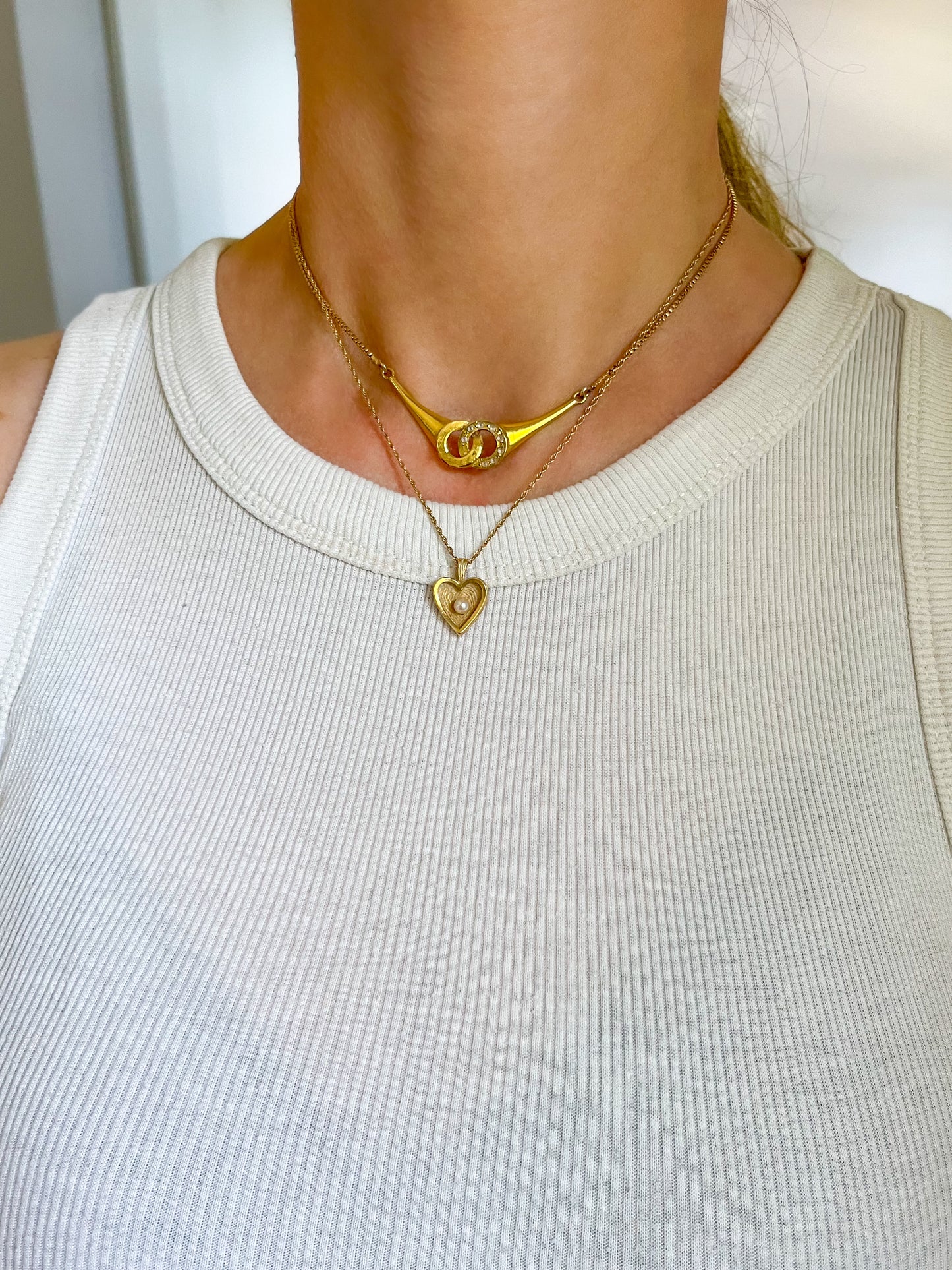 Vintage Pearl and 14k Yellow Gold Heart Charm