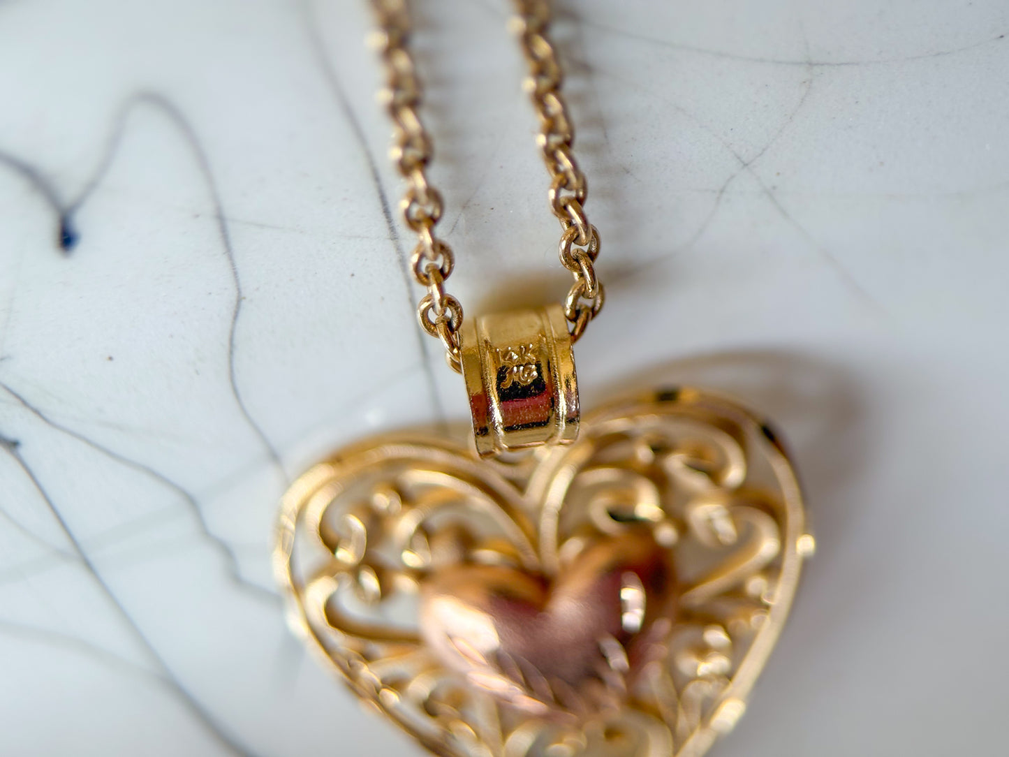 Vintage Heart 14k Yellow and Rose Gold Charm