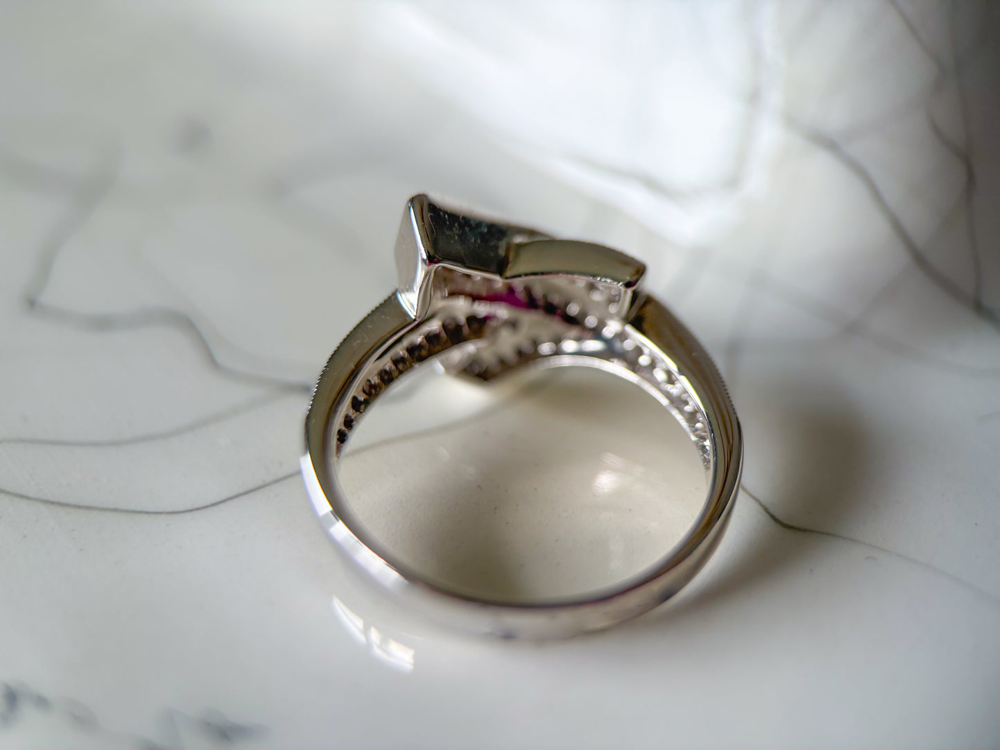 Vintage Natural Diamond 14k White Gold Ring