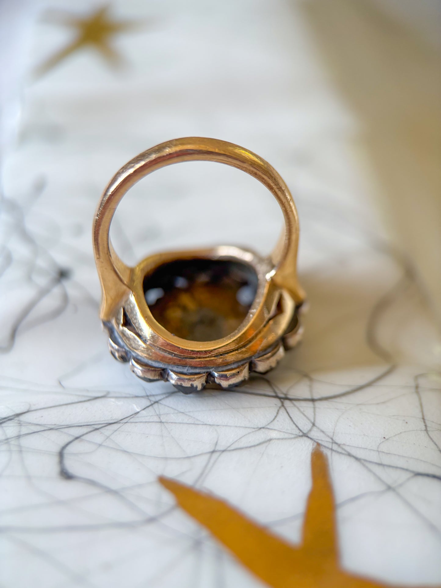 Vintage Natural Garnet 14k Yellow Gold Statement Ring