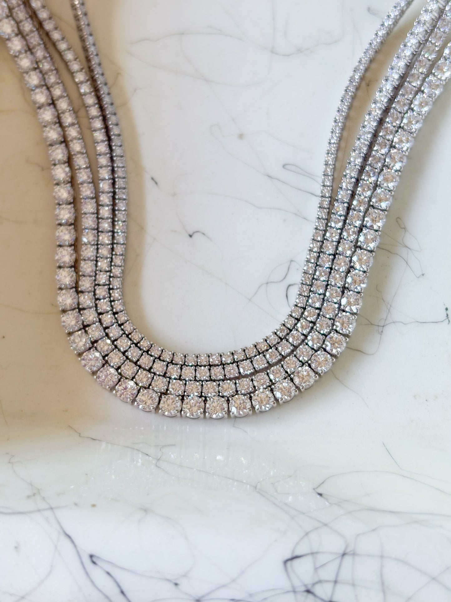 Lab Grown Diamond 14k White Gold 16 Inch Tennis Necklaces - Four Sizes