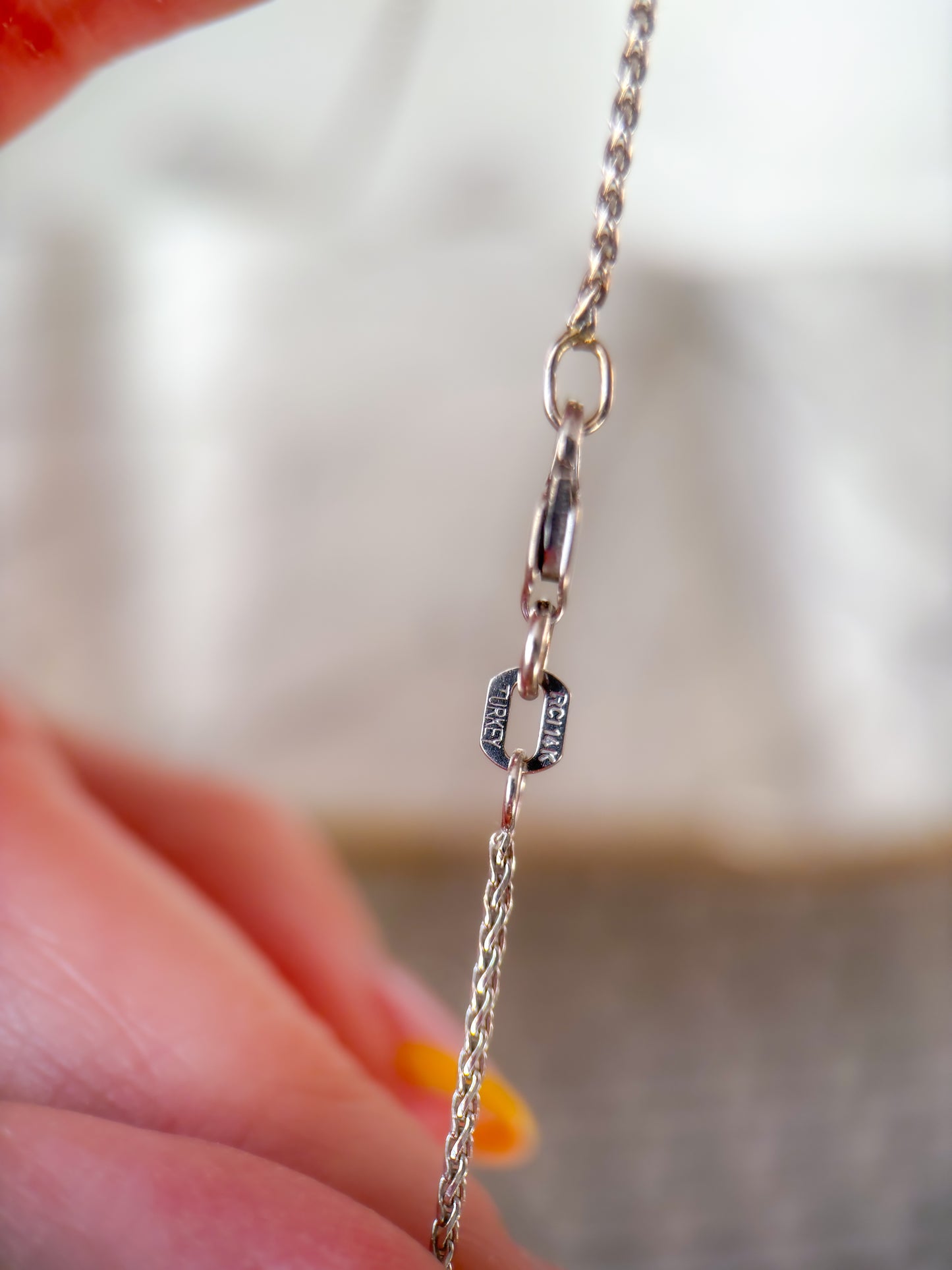 Vintage Natural Diamond 7 Stone Drop Pendant with 14k White Gold Attached 22 Inch Chain