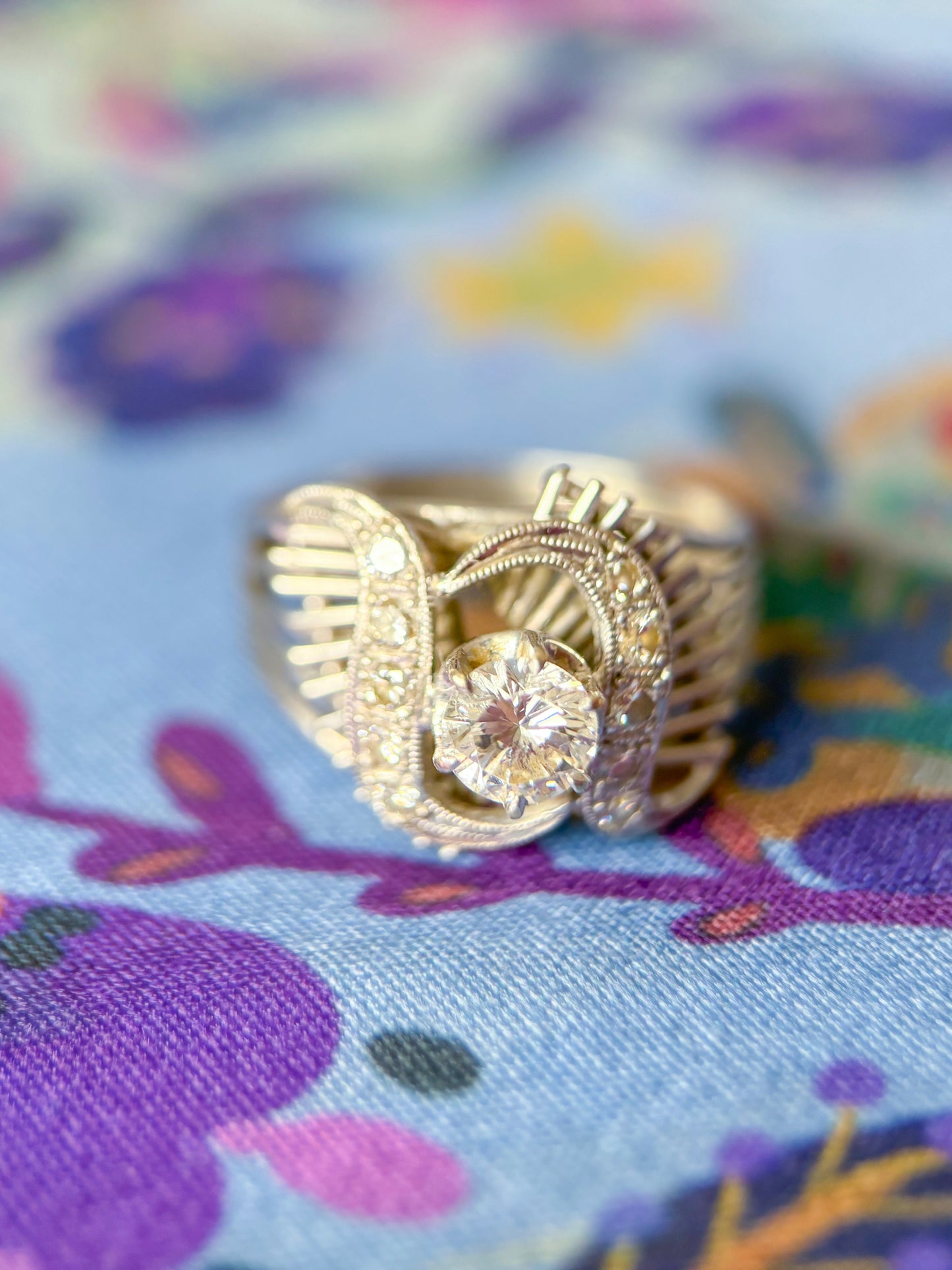 Vintage (Possibly Antique) Natural Diamond 14k White Gold Engagement Ring
