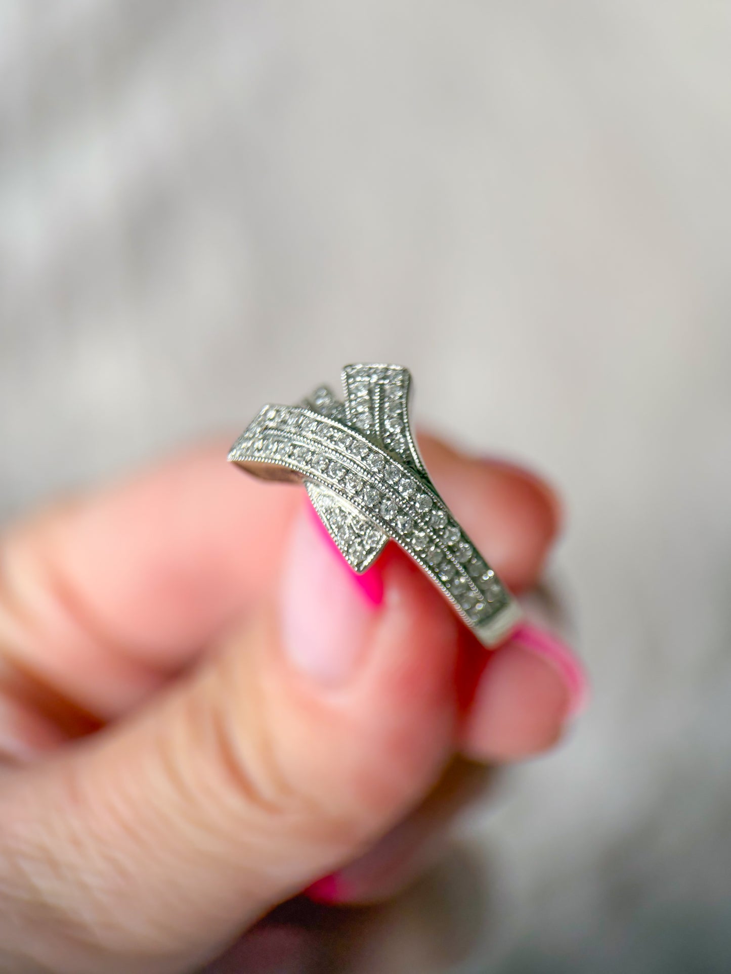 Vintage Natural Diamond 14k White Gold Ring