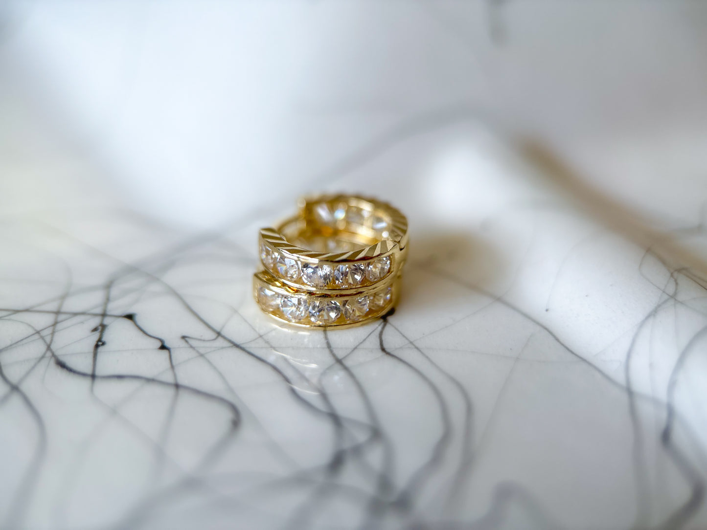 14k Yellow Gold Huggies with CZs - 3 pairs, sold separately