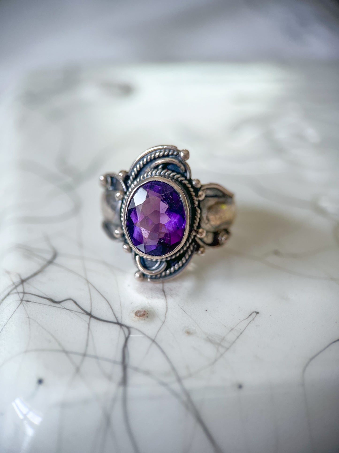 Vintage Amethyst and Sterling Silver Ring
