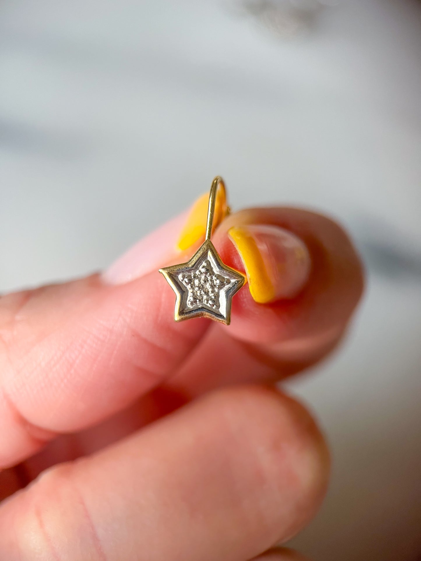Vintage Star 14k White and Yellow Gold Drop Earrings