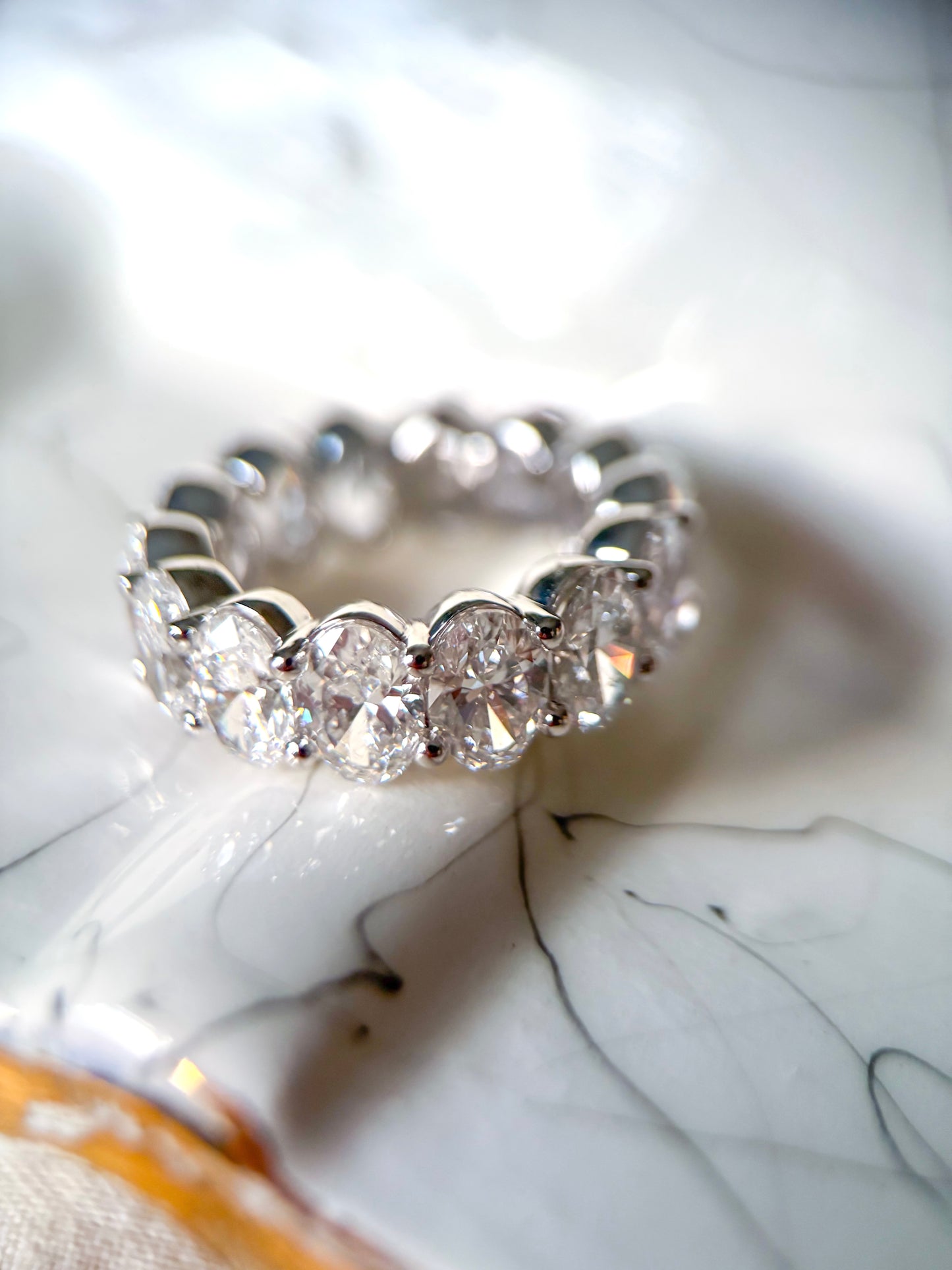 Lab Grown Diamond 14k White Gold Oval 10 Carat Eternity Band