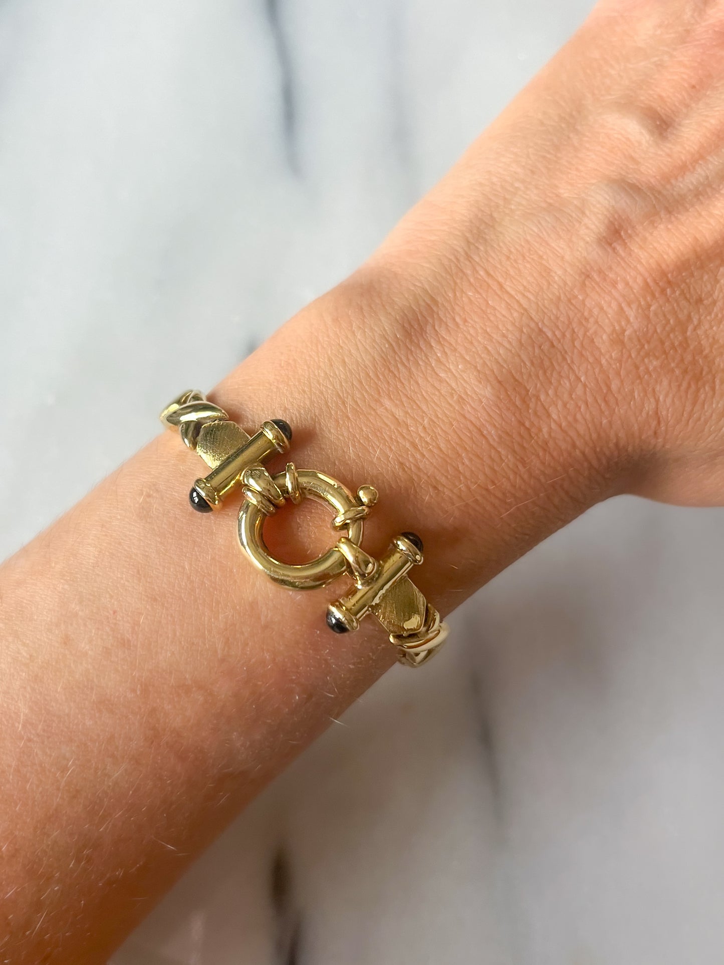 Vintage XOXO 14k Yellow Gold Flat Link 6.5 Inch Bracelet (has matching necklace!)