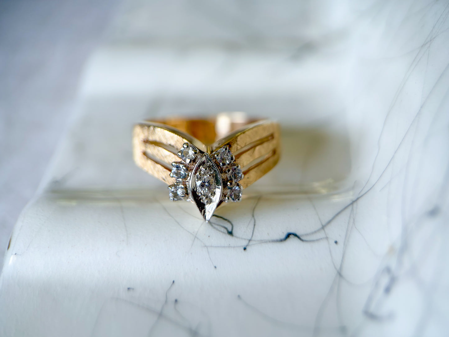 Vintage Natural Diamond 14k Yellow Gold Ring