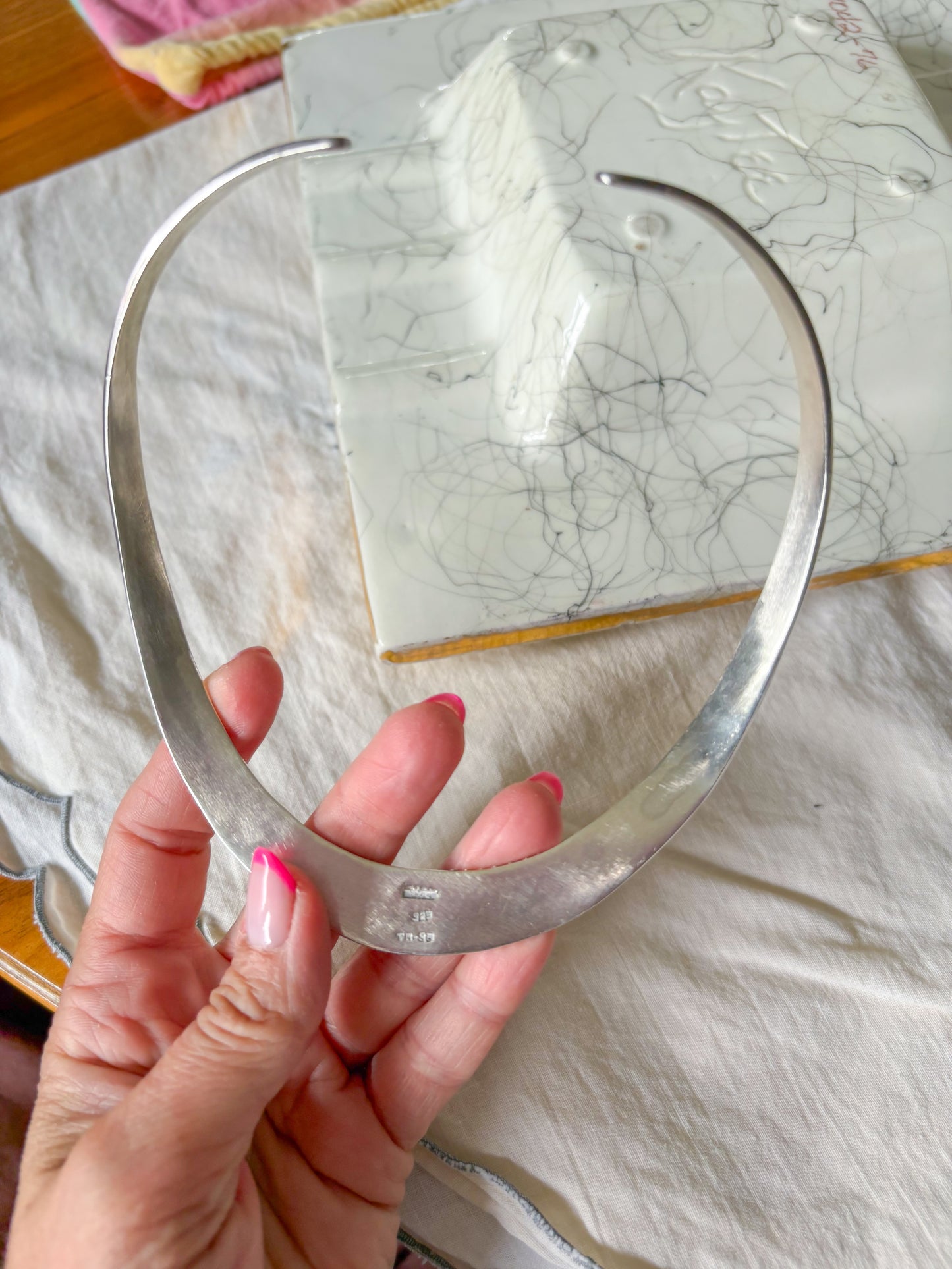 Vintage Sterling Silver Collar Necklace, circa 1970s
