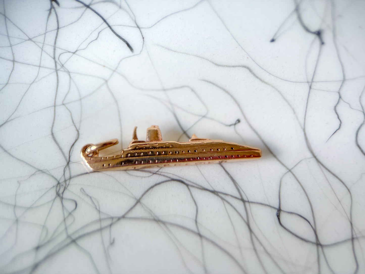 Vintage Ship 10k Yellow Gold Charm