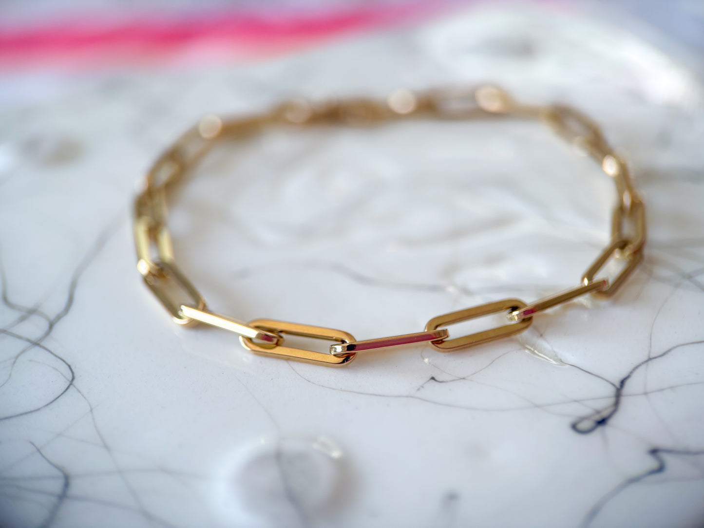 Vintage Paperclip 14k Yellow Gold 7 Inch Bracelet