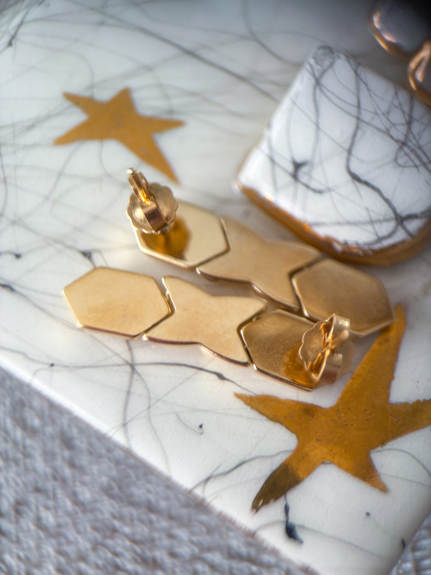 Vintage XOXO Drop 14k Yellow Gold Stud Earrings