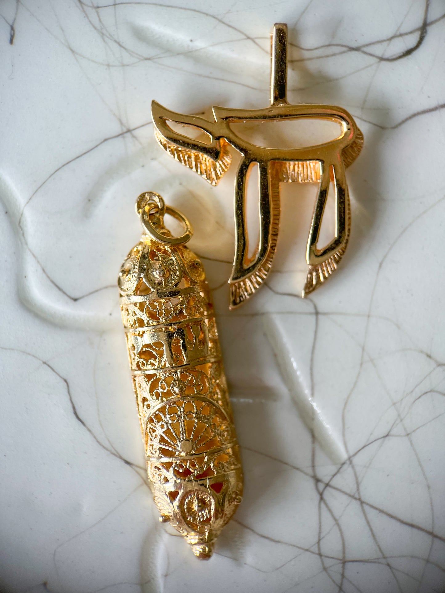 Vintage Insane 3D Chai 14k Yellow Gold Charm