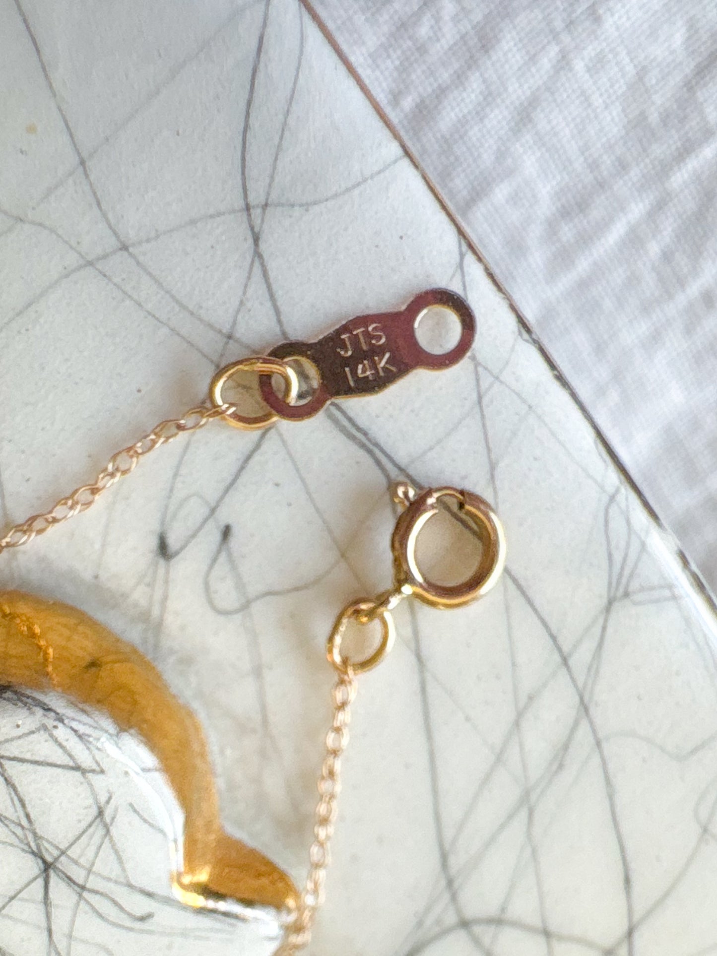 Vintage Bezel Set Natural Heart Shaped Diamond with 14k Yellow Gold Chain