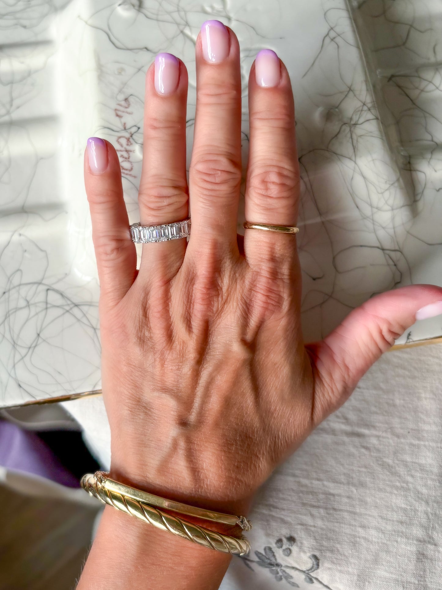 Lab Grown Diamond 14k White Gold Emerald Cut 9 Carat Eternity Band