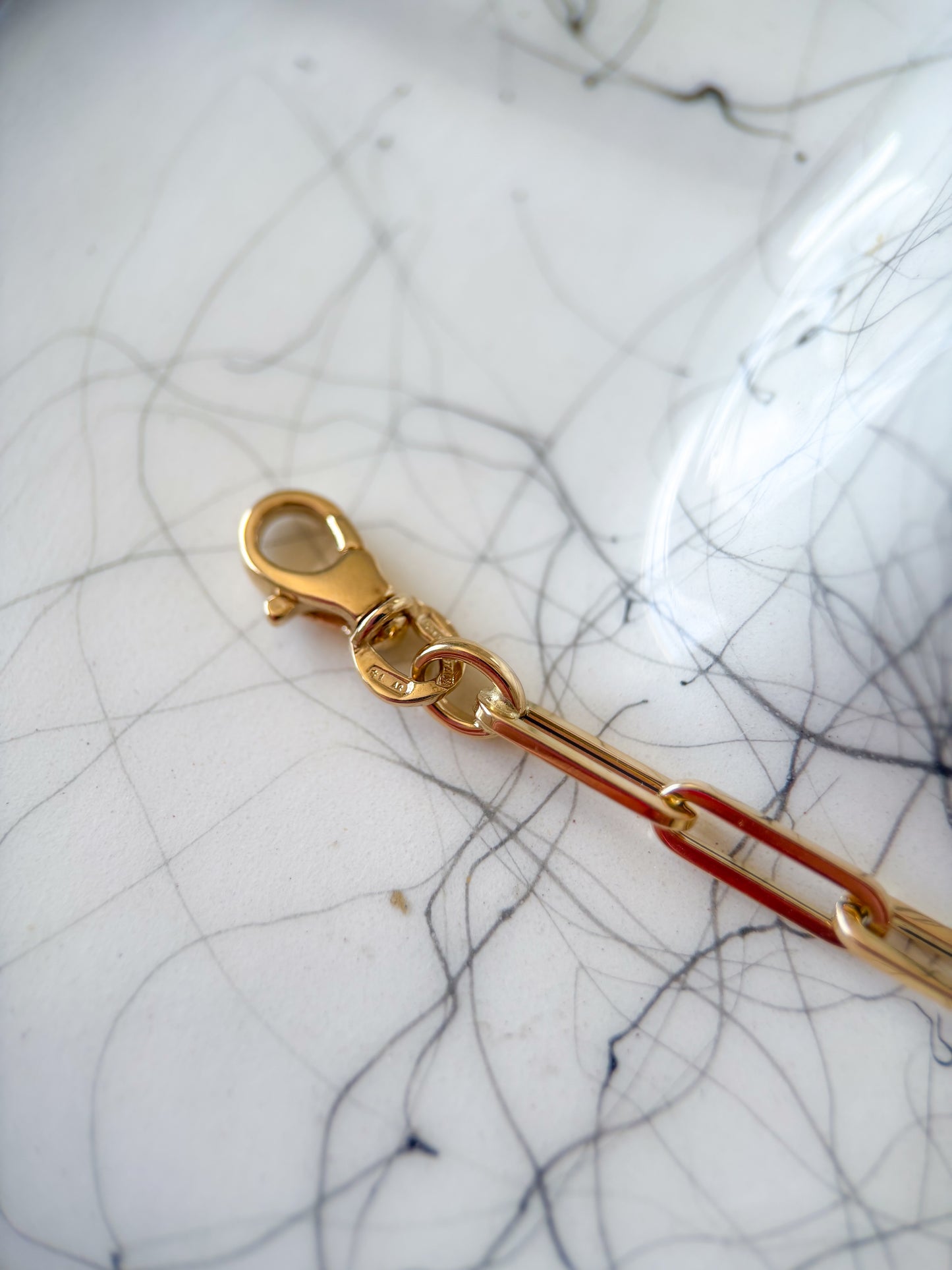Vintage Paperclip 14k Yellow Gold 7 Inch Bracelet