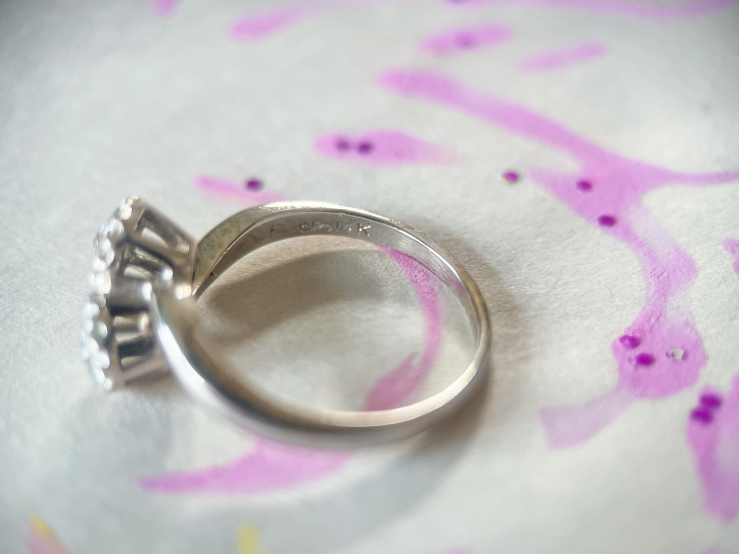 Vintage Natural Diamond 14k White Gold Ring