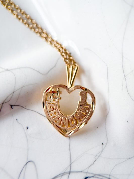 Vintage "#1 Grandma" 14k Yellow Gold Charm