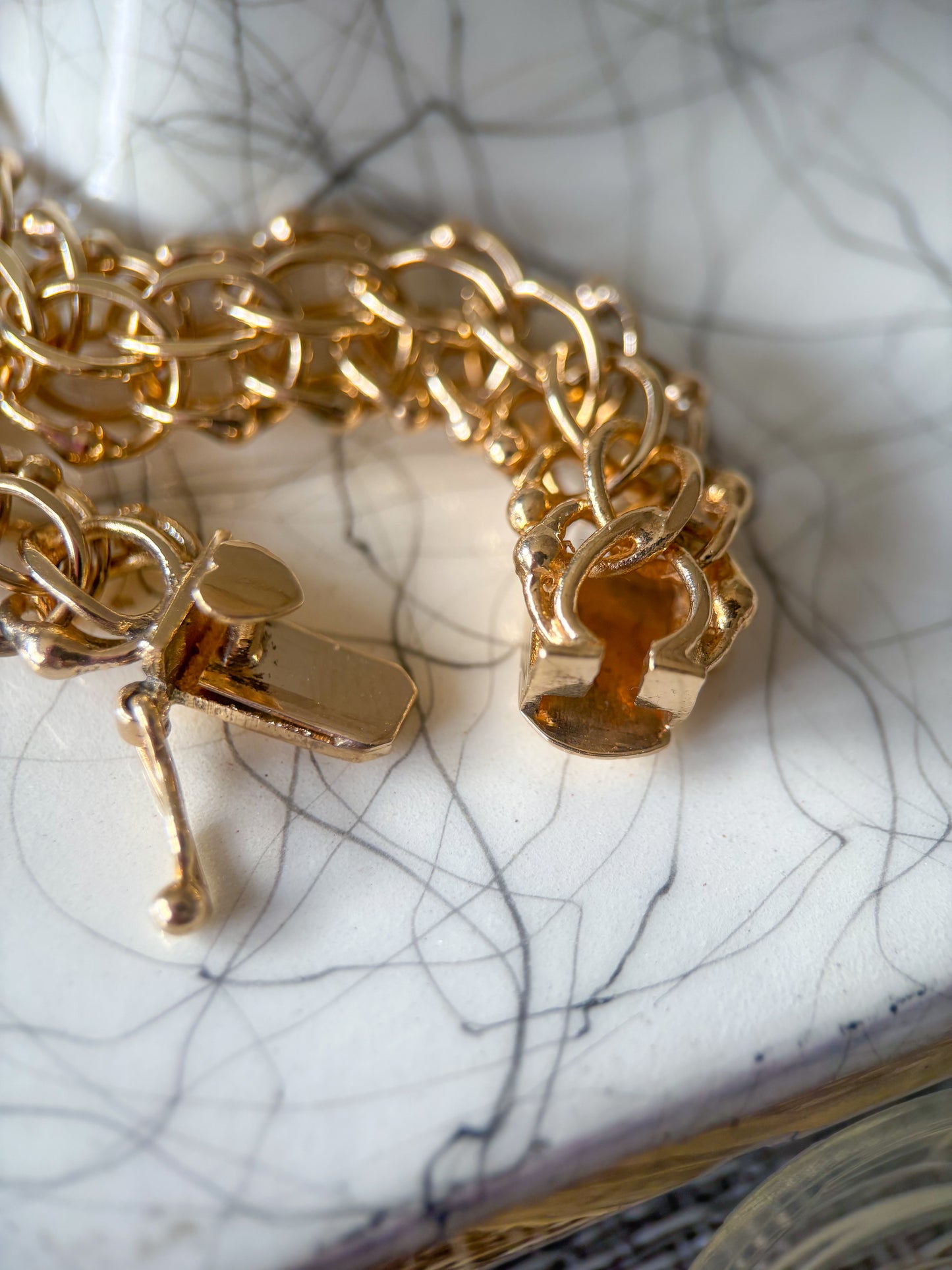 Vintage Chunky Round Multi Link 14k Yellow Gold 7.25 Inch Bracelet