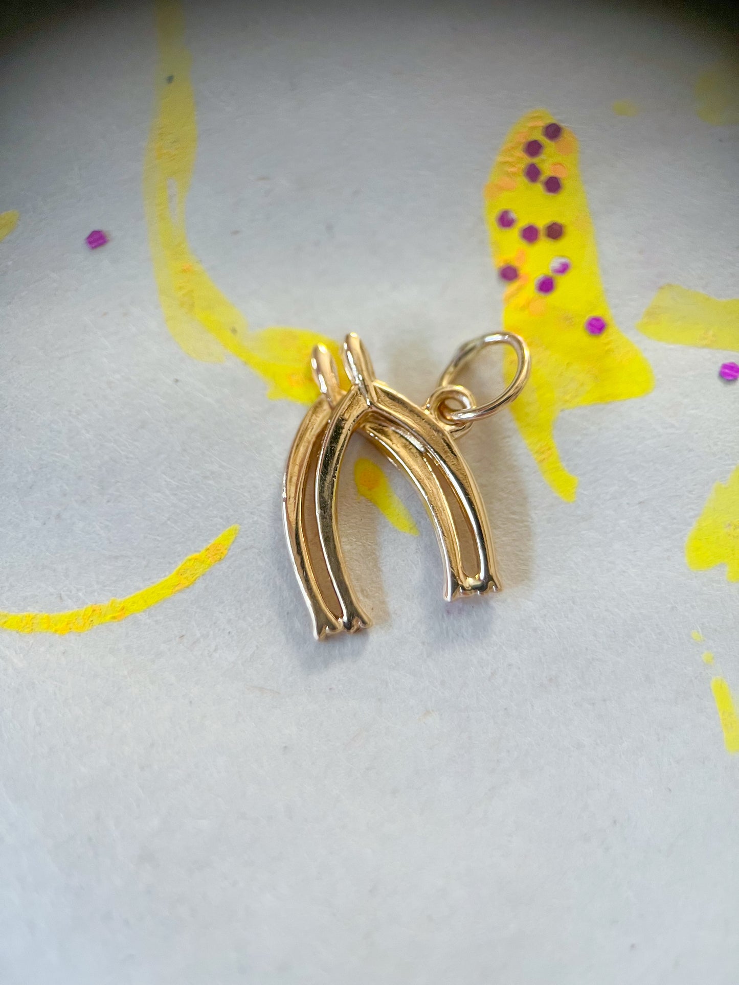 Vintage Double Wishbone 14k Yellow Gold Charm