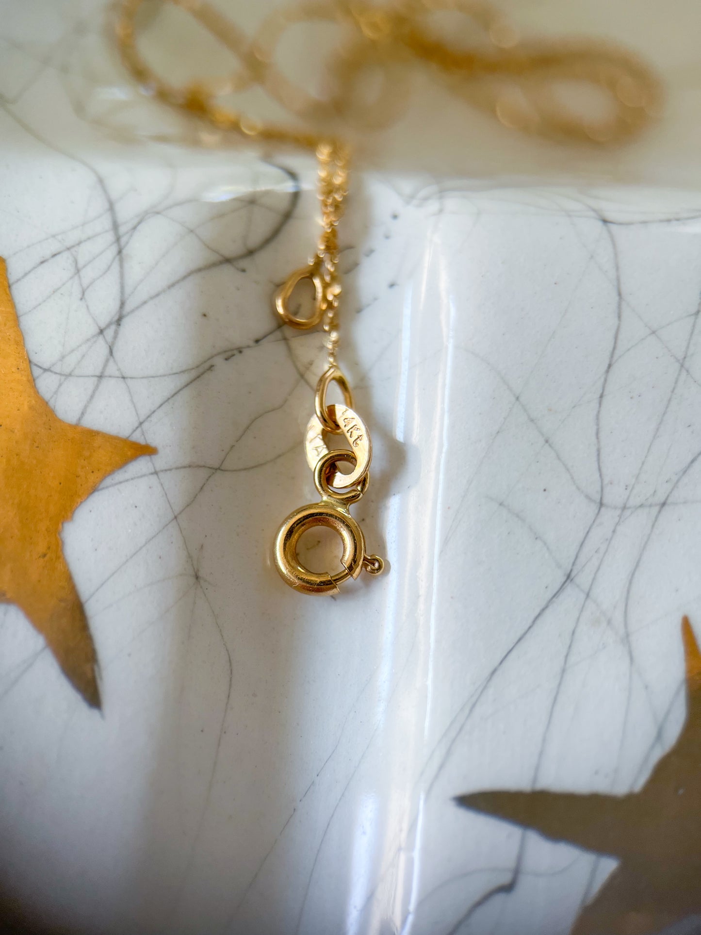 Vintage 14k Yellow Gold Tear Drop Chain Necklace