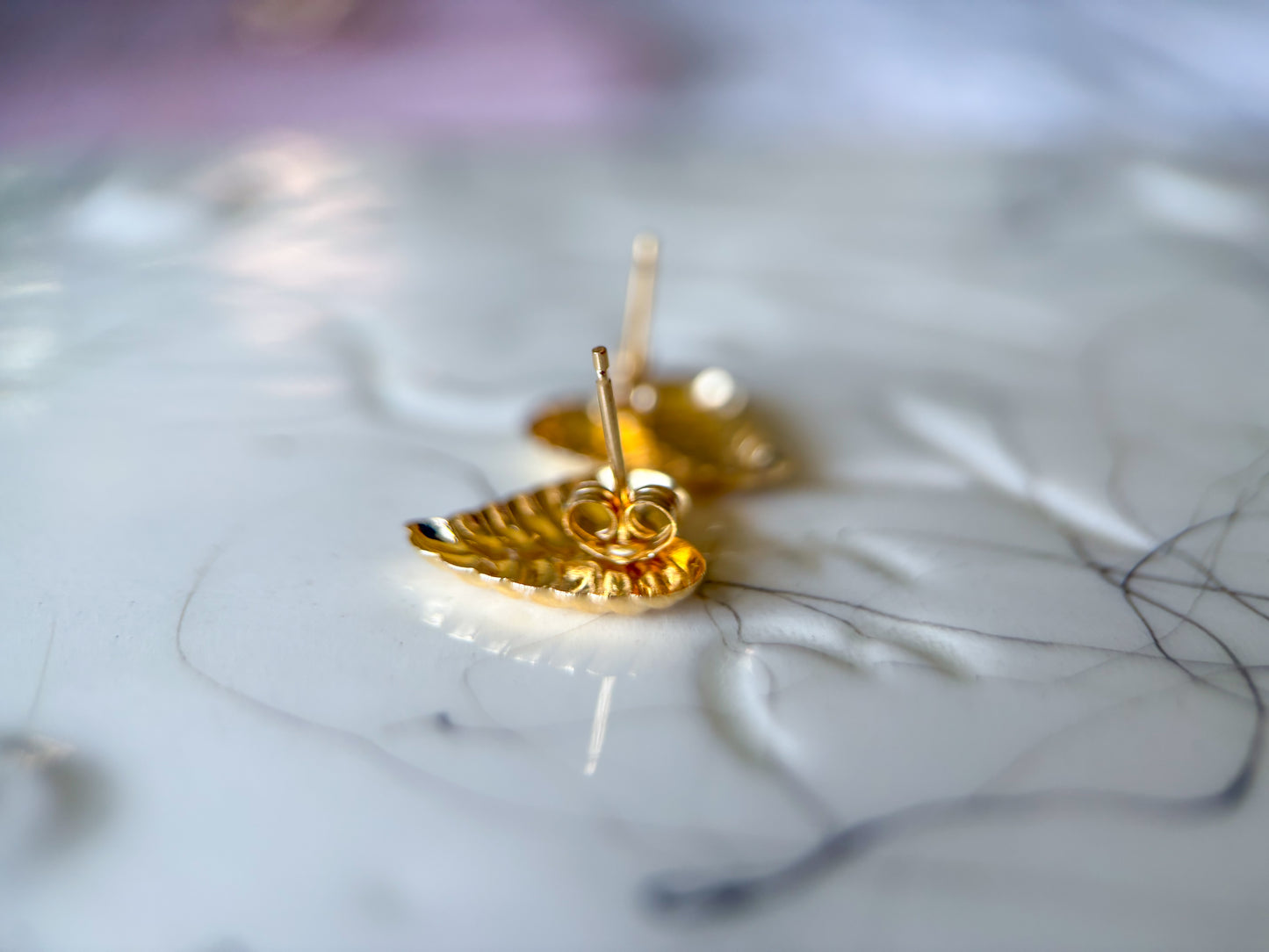 Vintage Heart Shaped 14k Yellow Gold Stud Earrings