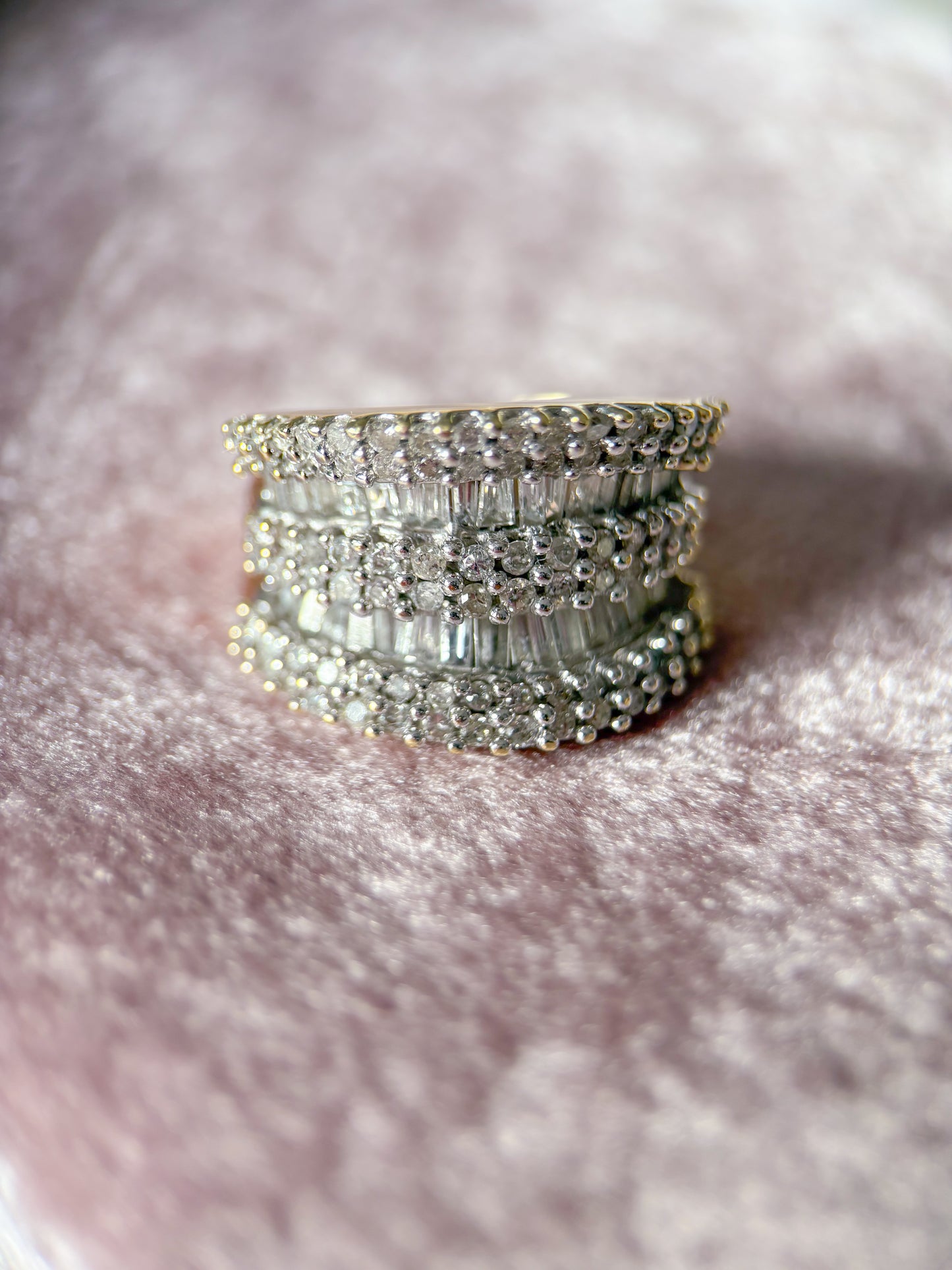 Vintage Natural Diamond 10k Yellow Gold Statement Ring