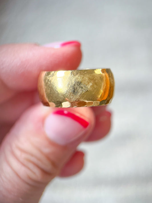 Vintage 14k Yellow Gold Chunky Etched Band Ring