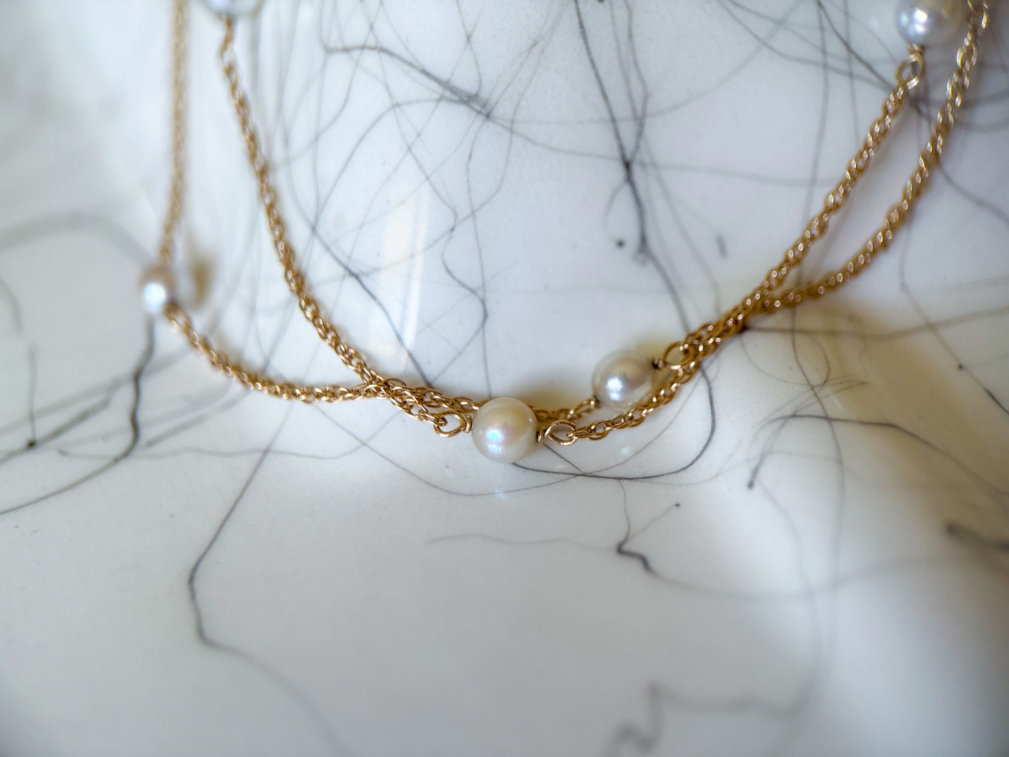 Vintage Natural Pearl 14k Yellow Gold 18 Inch Chain Necklace