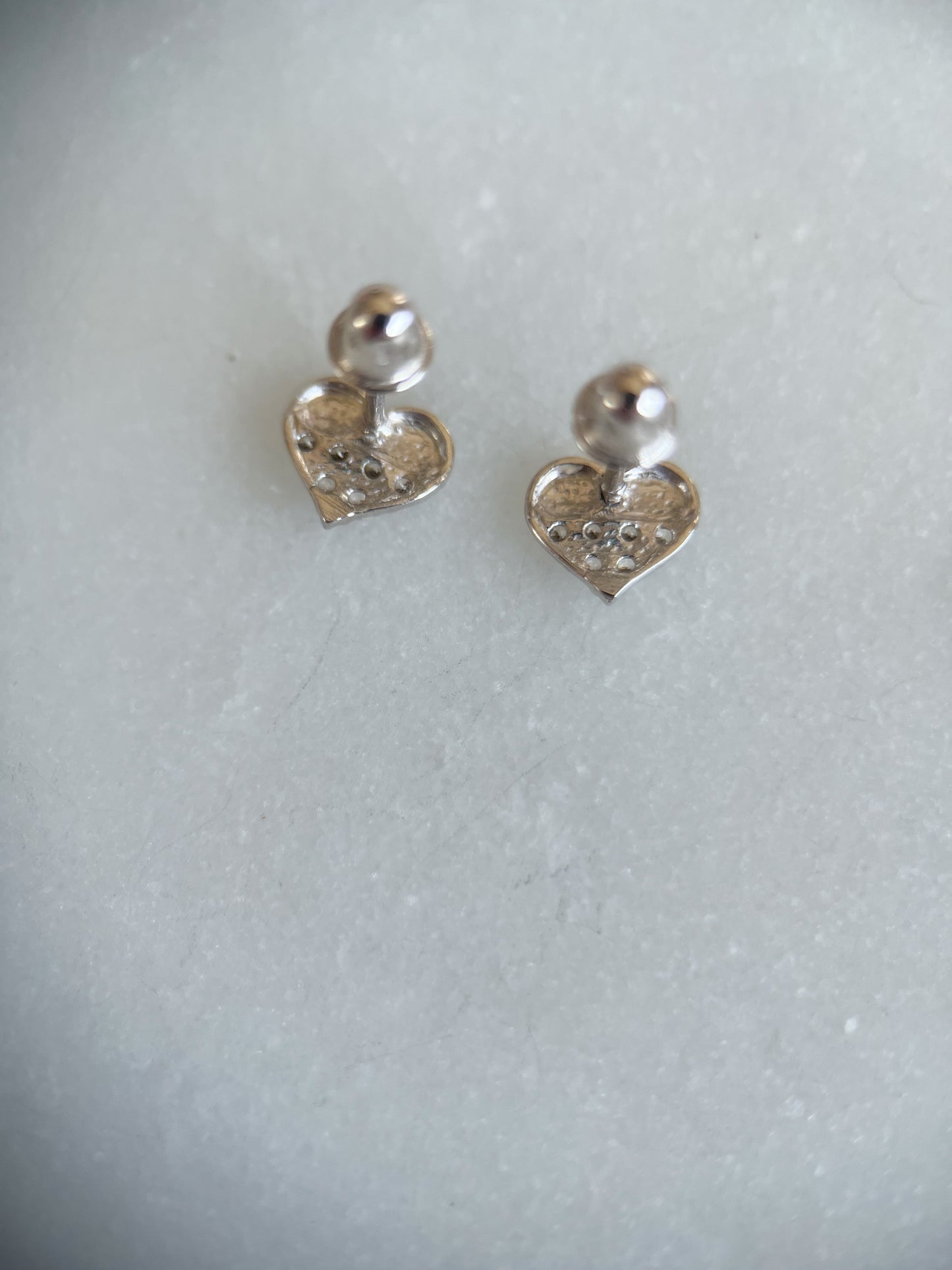 Various Mini 14k White Gold Studs - Hearts with White CZ
