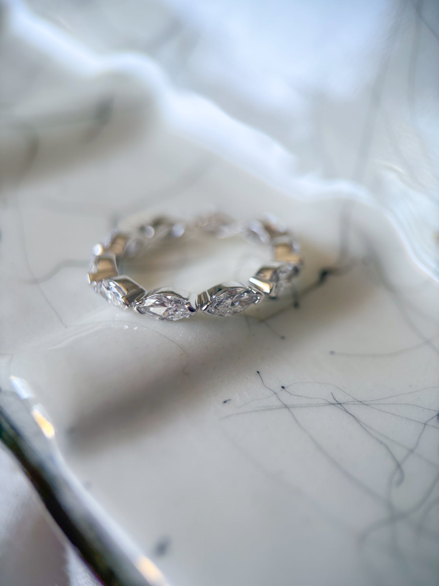 Lab Grown Diamond 14k White Gold Marquise 1 Carat Eternity Band