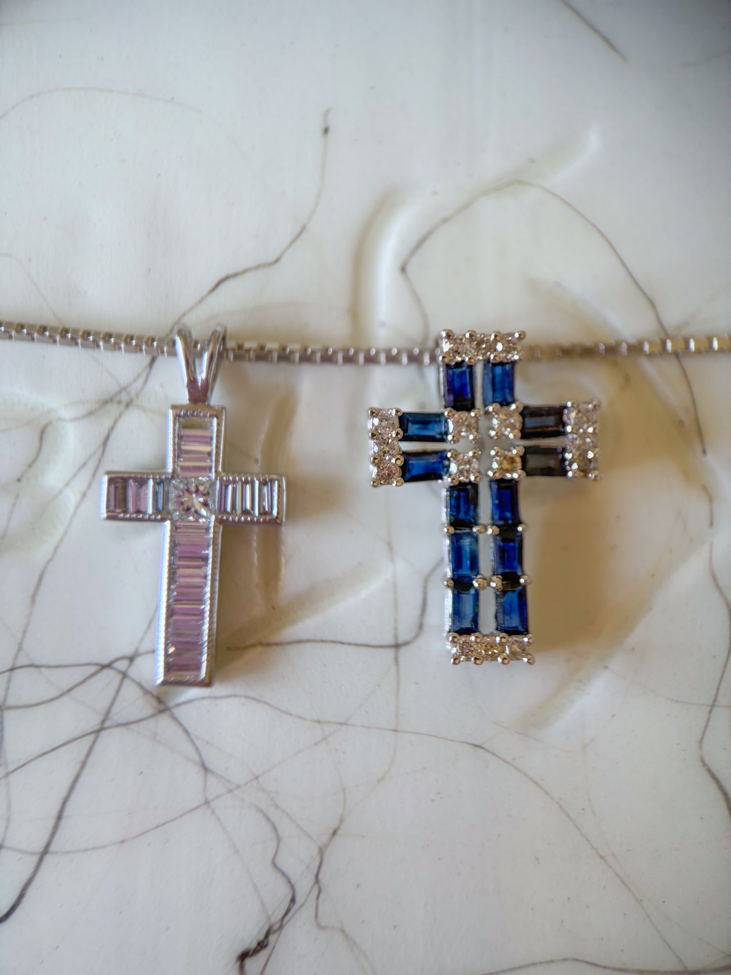 Vintage 14k White Gold Cross Charms