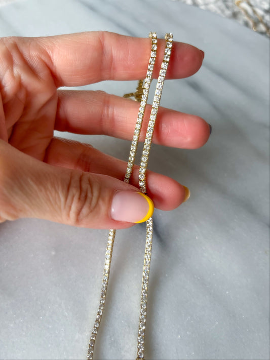 Lab Grown Diamond Tennis Bracelet set in 14k Yellow Gold, 7 Inches - Two Diamond Total Weights