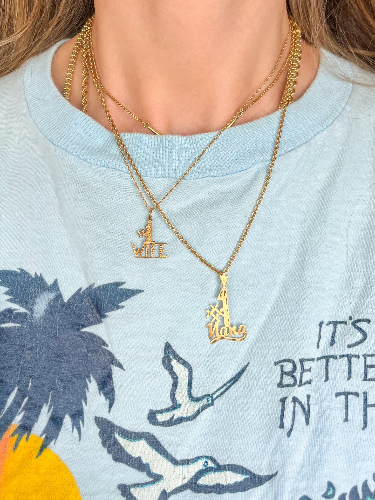 Various Vintage Charms "#1 Wife", "#1 Nana" 14k Yellow Gold Charms