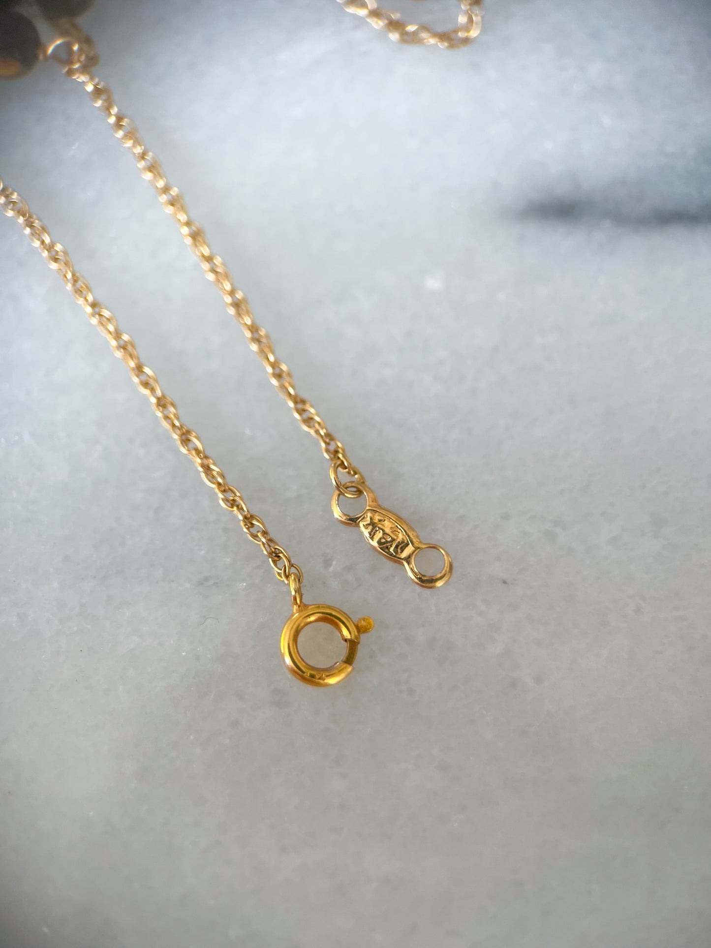 Vintage Tigers Eye Chain 14k Yellow Gold 16 Inch Necklace