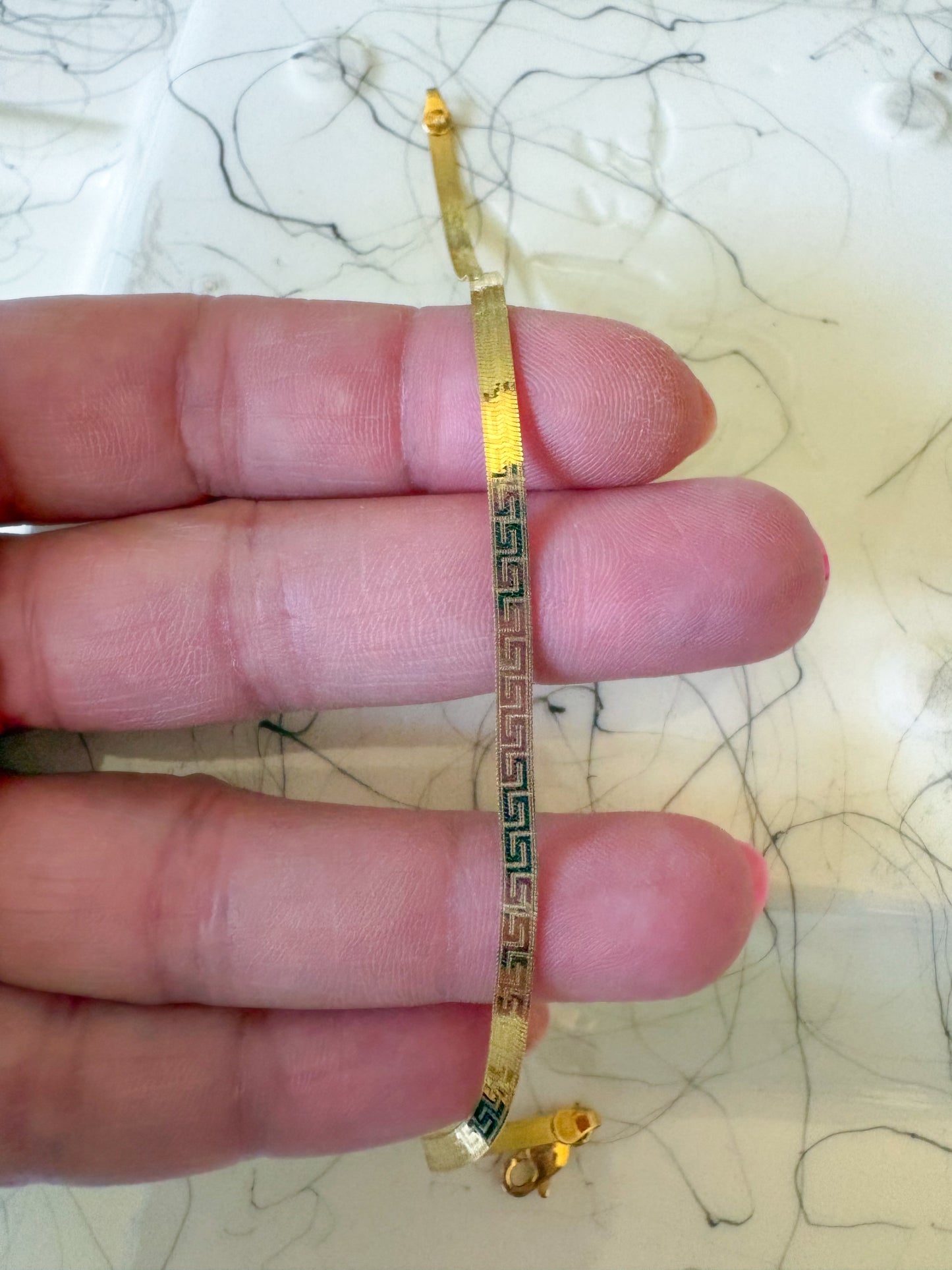 Herringbone Greek Style 10k Yellow Gold 7 Inch Bracelet