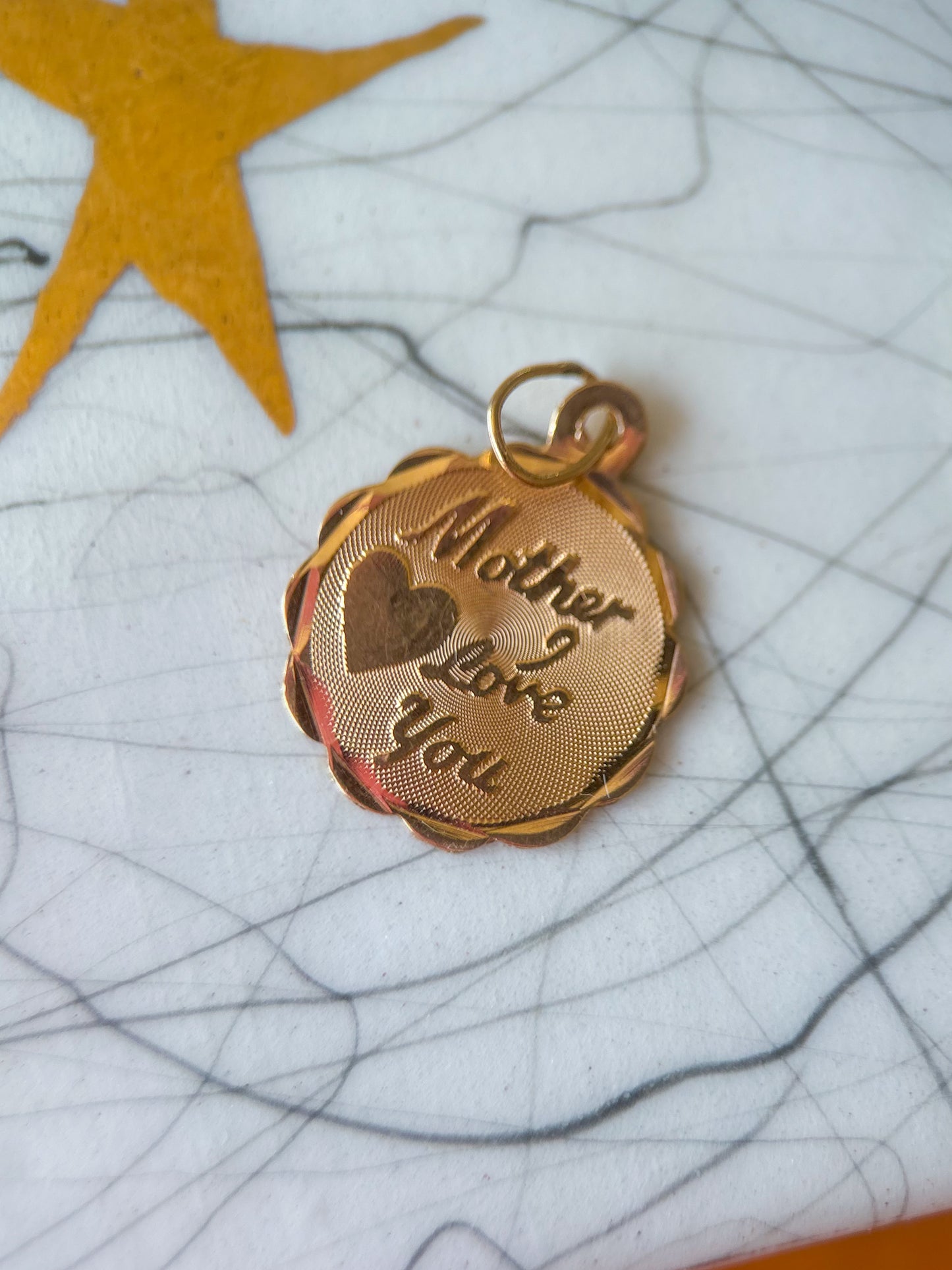 Vintage “Mother, I Love You” 14k Yellow Gold Charm