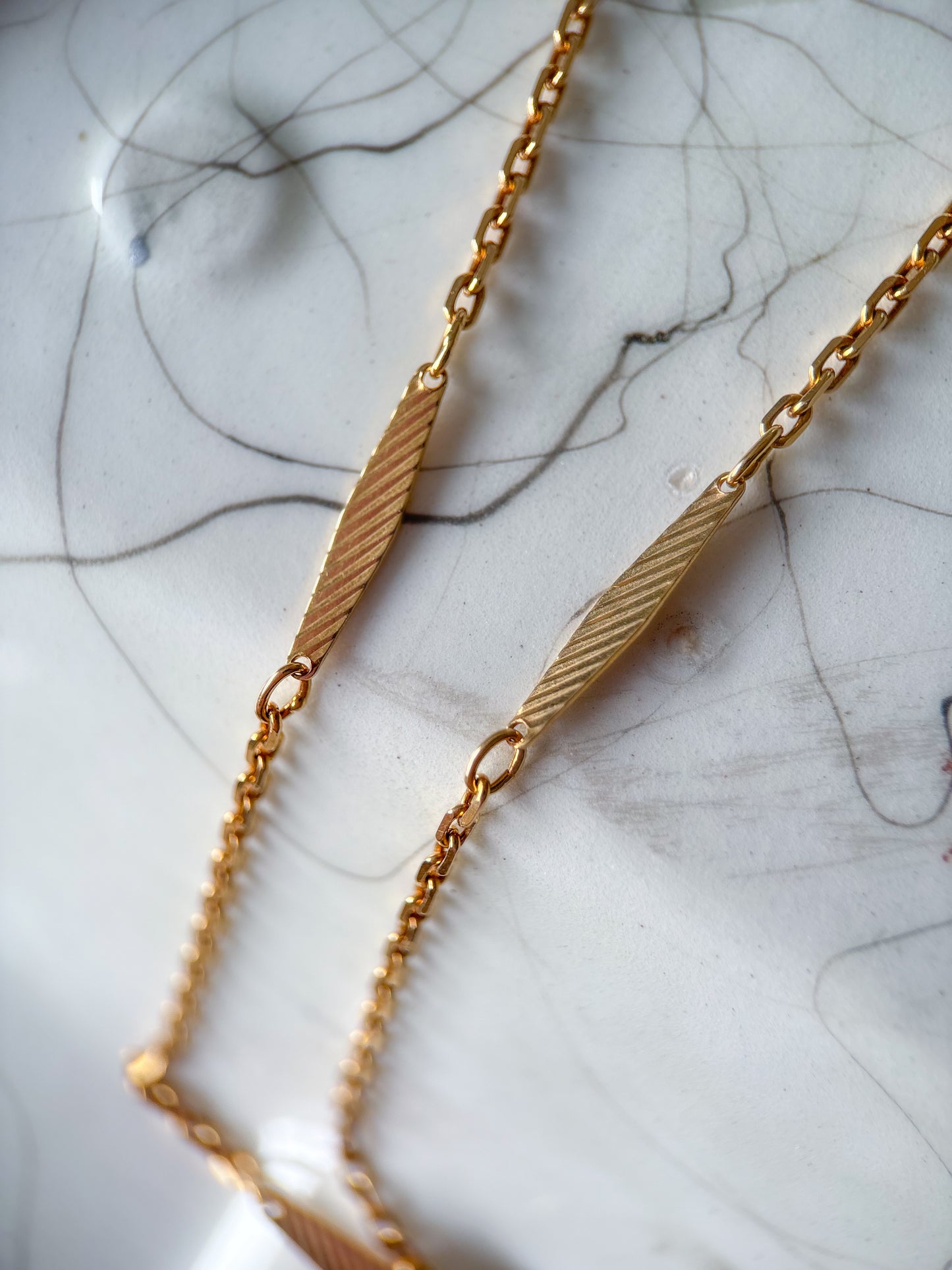 Vintage 18k Yellow Gold Bar Chain 20 Inch Necklace