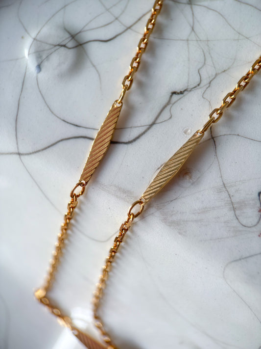 Vintage 18k Yellow Gold Bar Chain 20 Inch Necklace