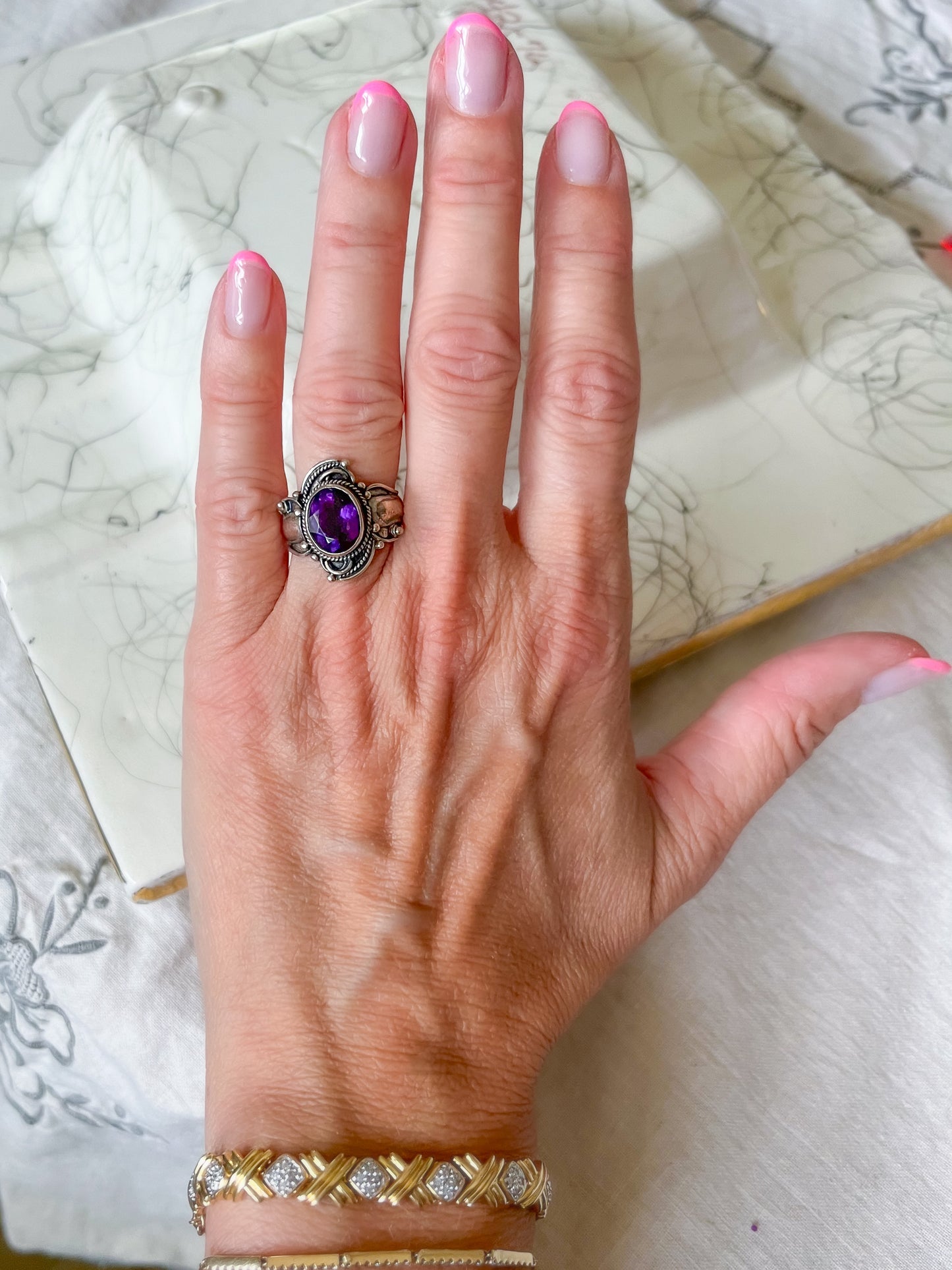 Vintage Amethyst and Sterling Silver Ring