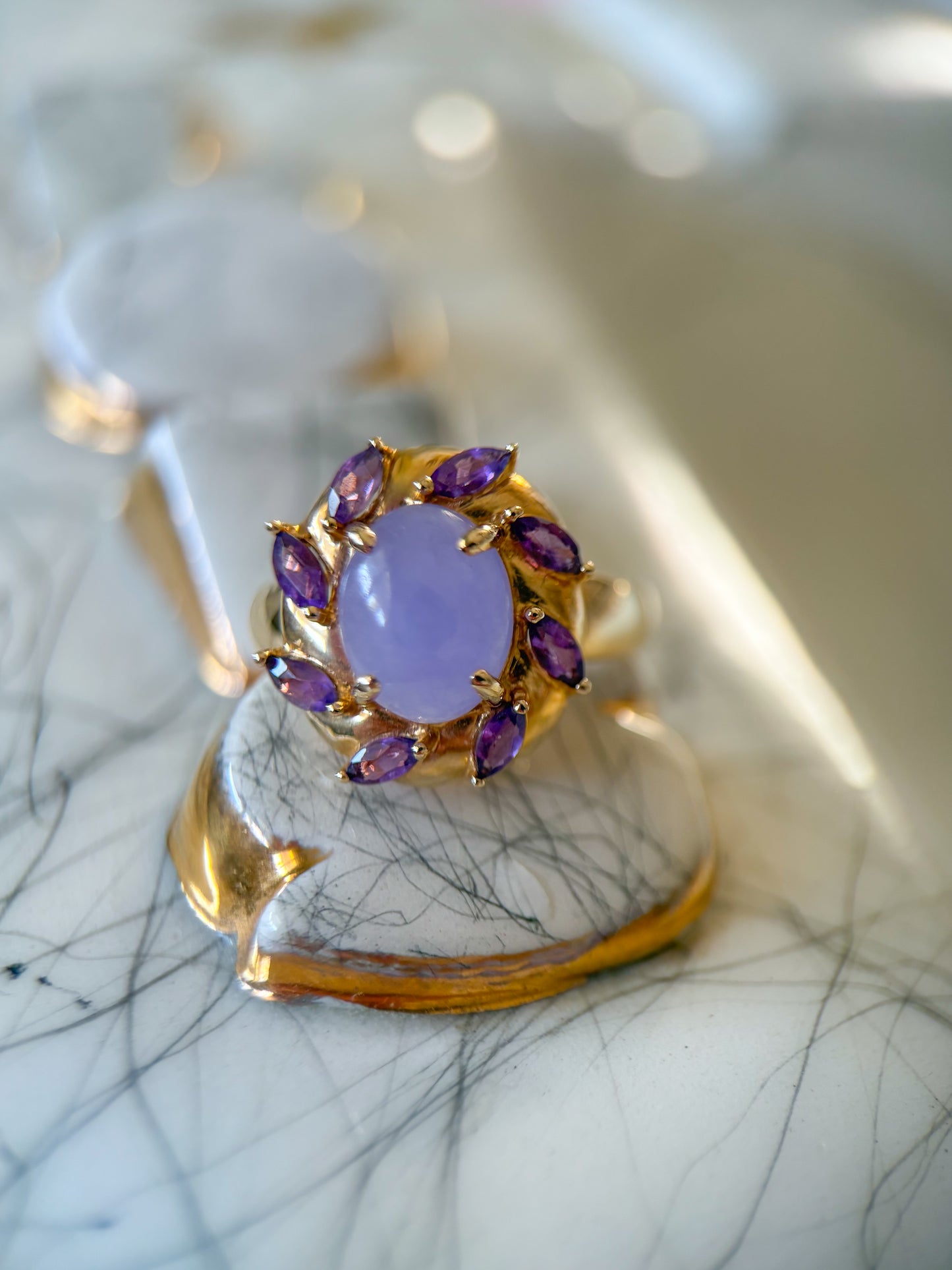 Vintage Cabochon Amethyst 14k Yellow Gold Ring