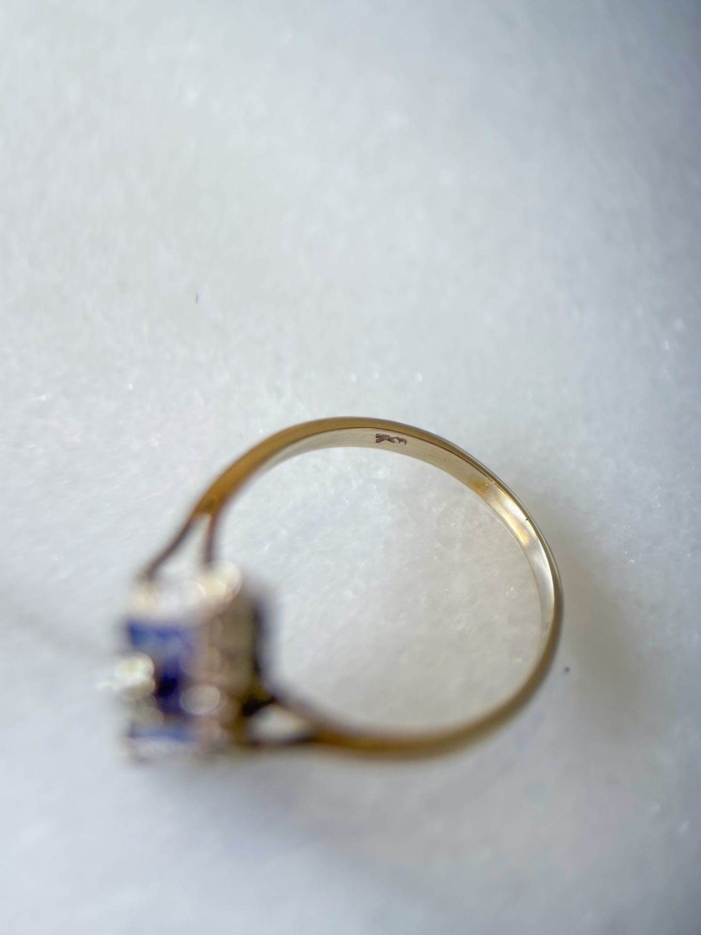 Vintage Enamel and Natural Diamond 10k White Gold Statement Ring