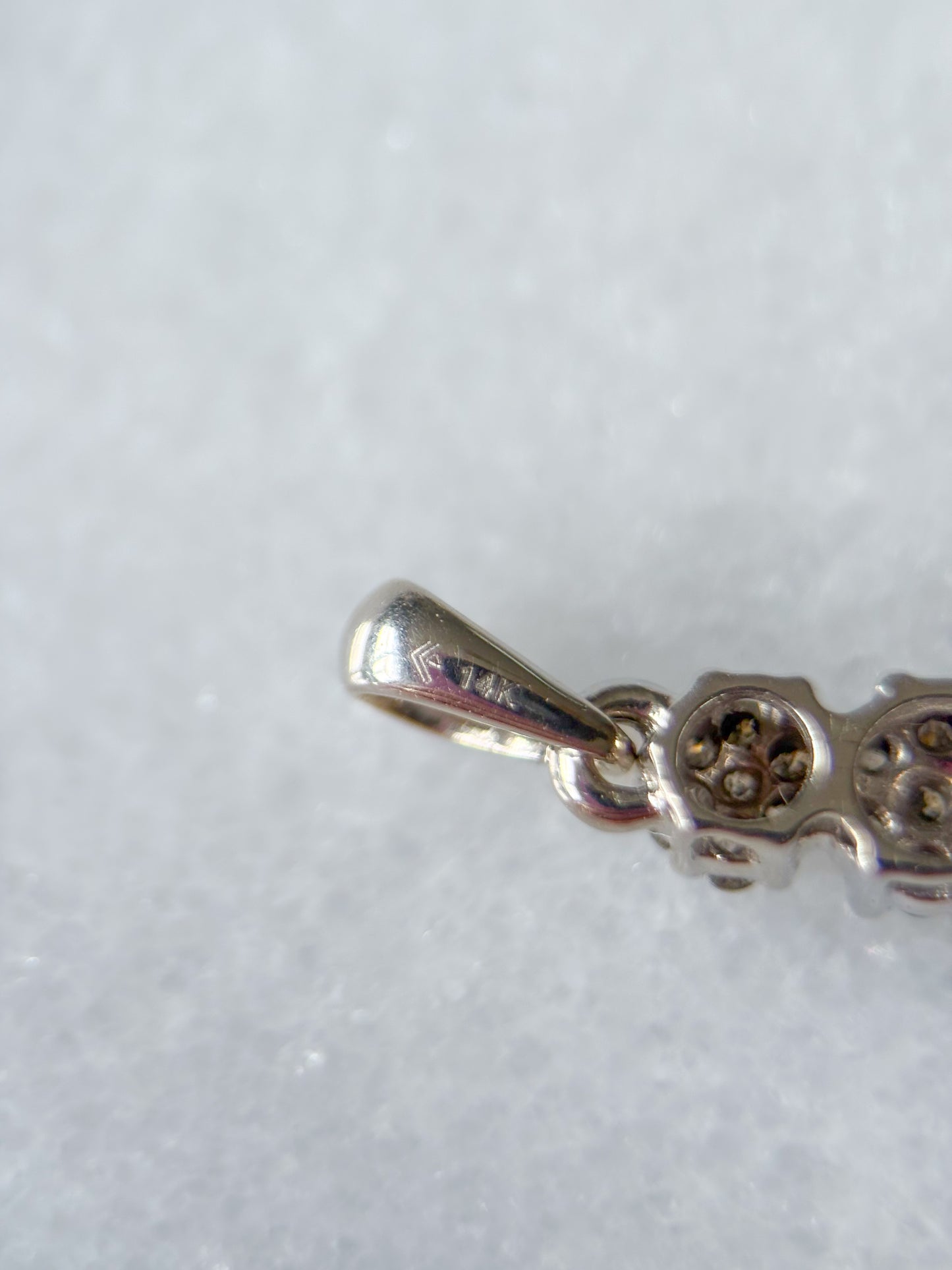 Vintage Natural Diamond Drop 14k White Gold Charm