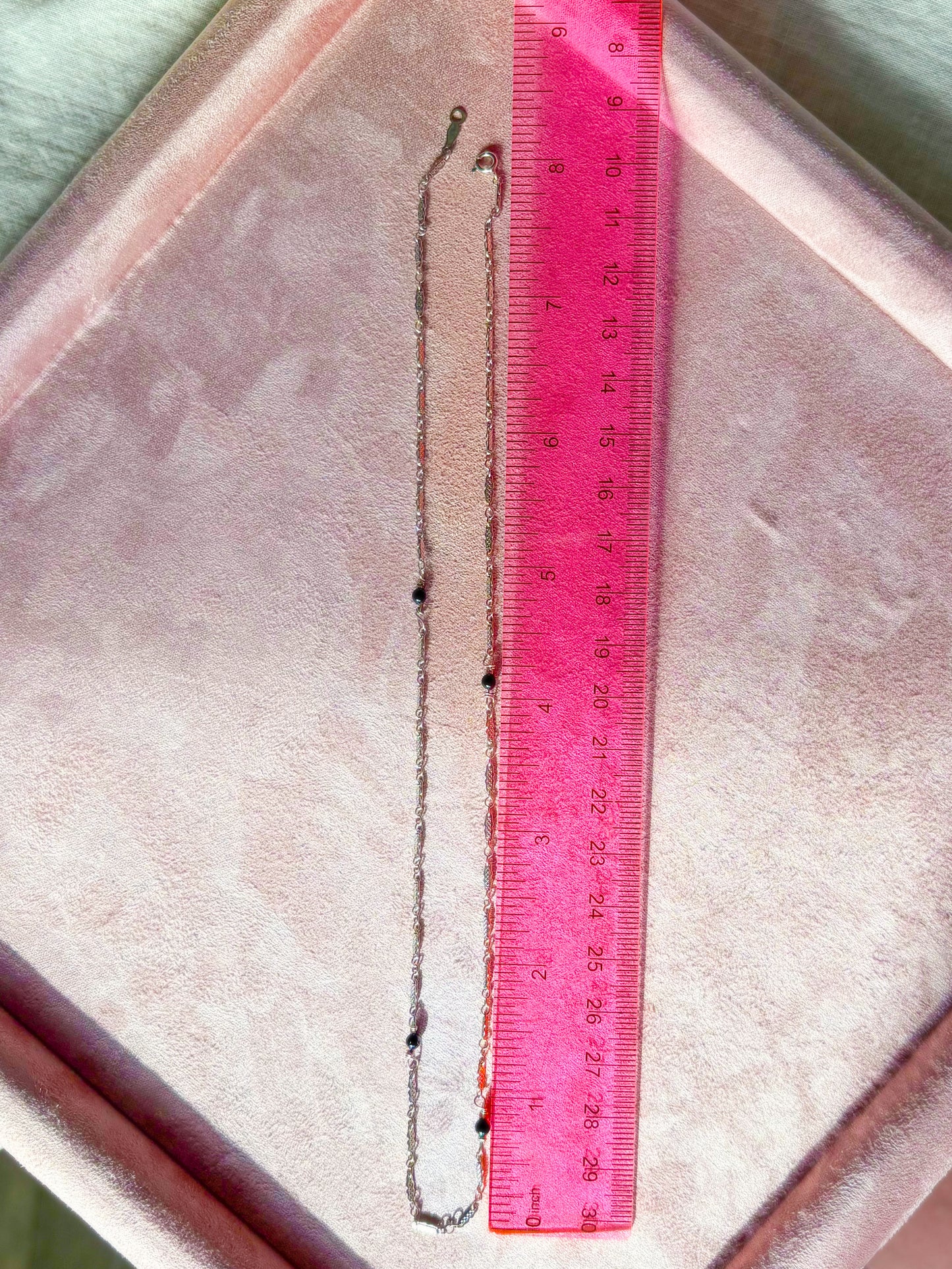 Vintage 14k White Gold 17 Inch Chain with Onyx Necklace