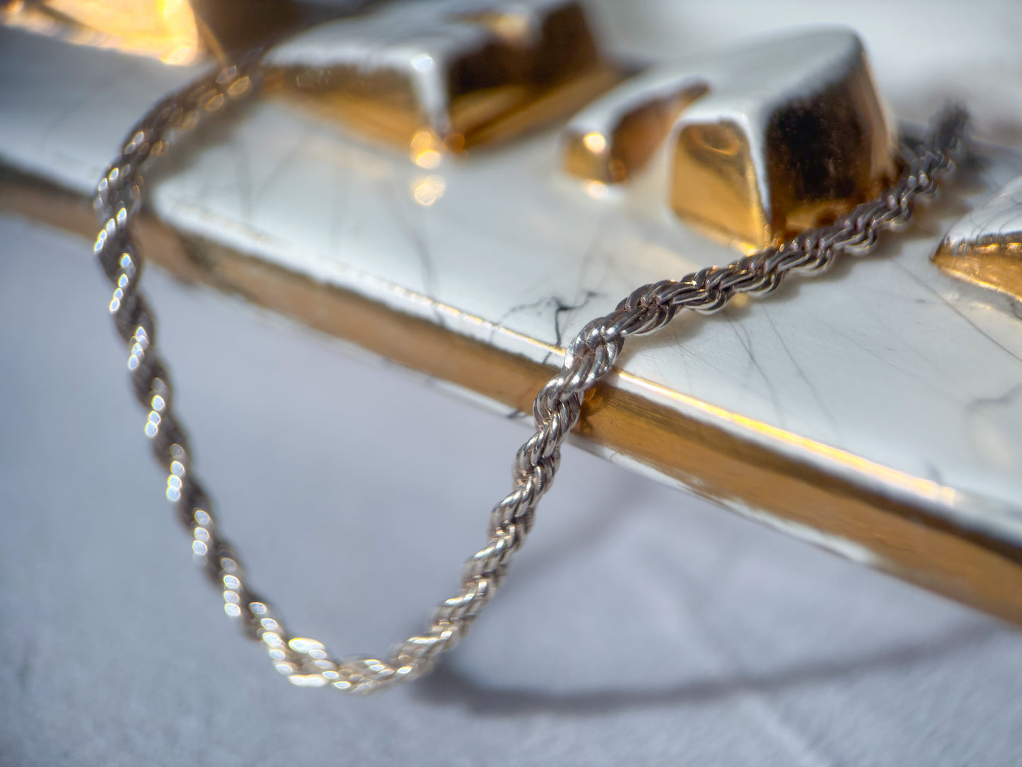 Vintage Rope Chain Sterling Silver 24 Inch Necklace