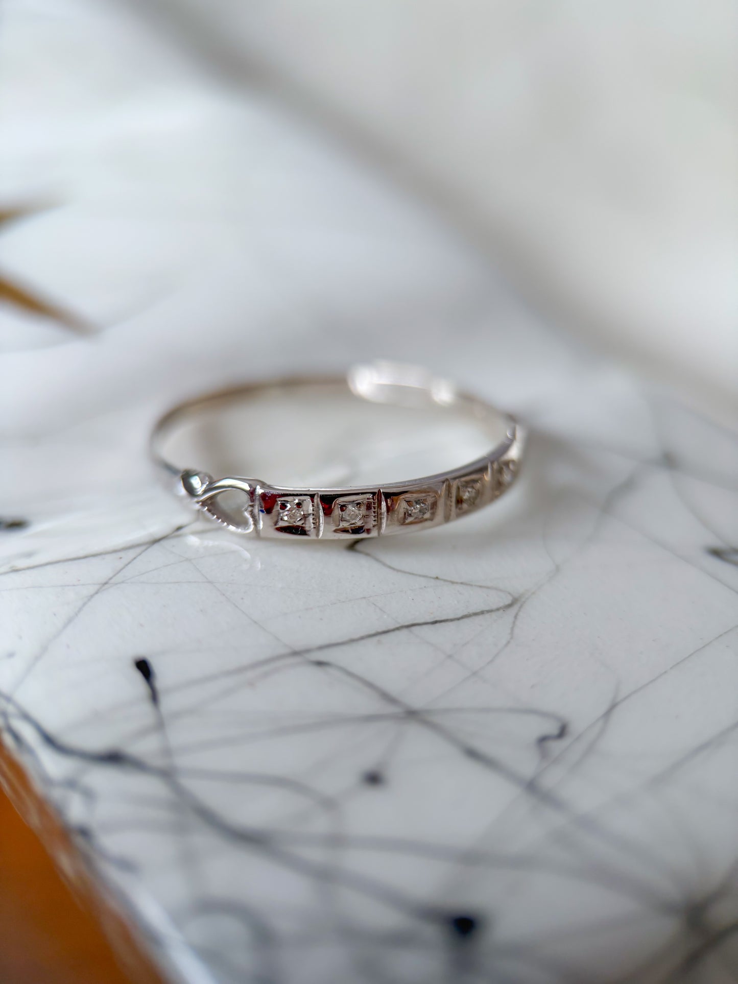 Vintage Natural Diamond 14k White Gold Ring